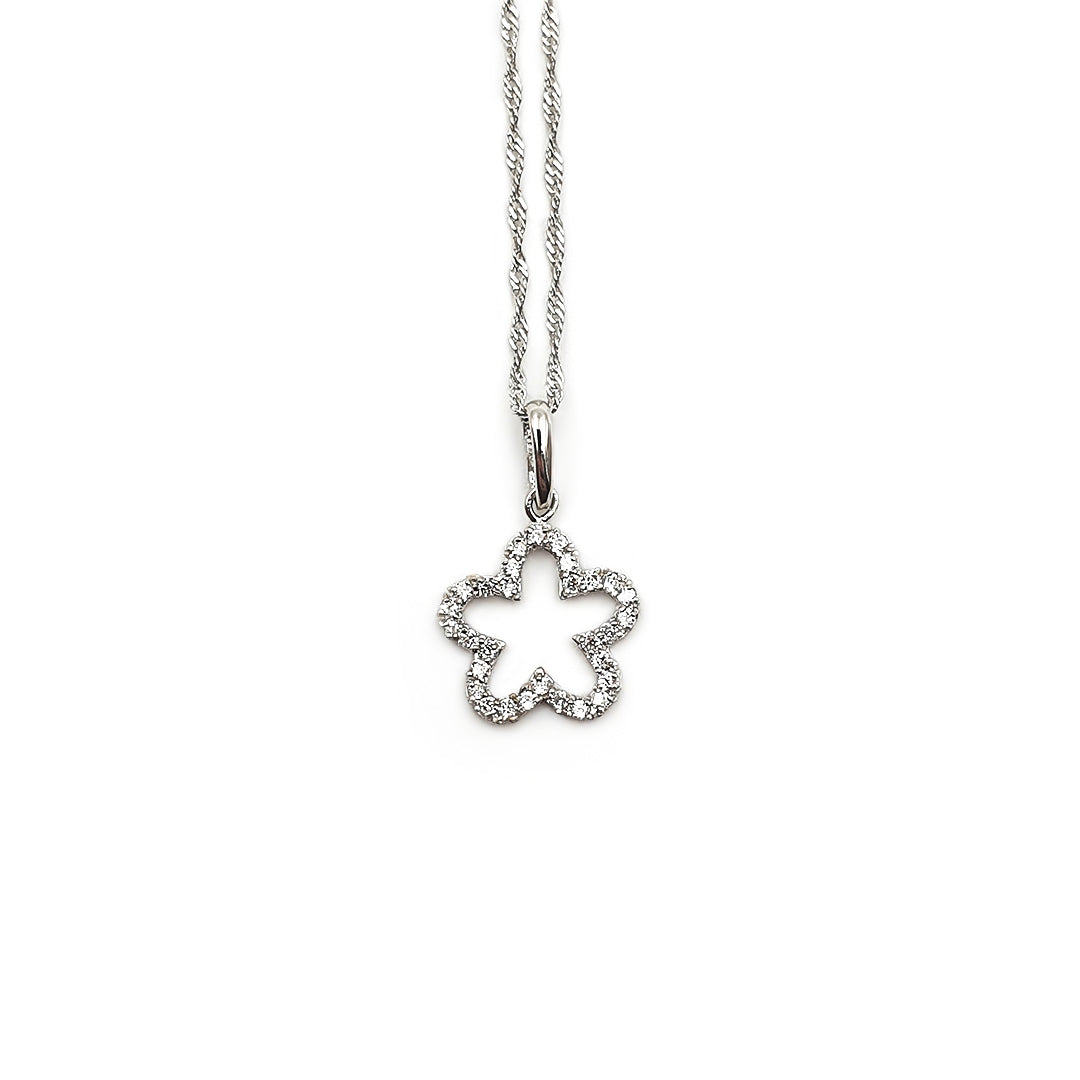 9ct White Gold Ladies Flower Pendant The_Diamond_box_South_Africa