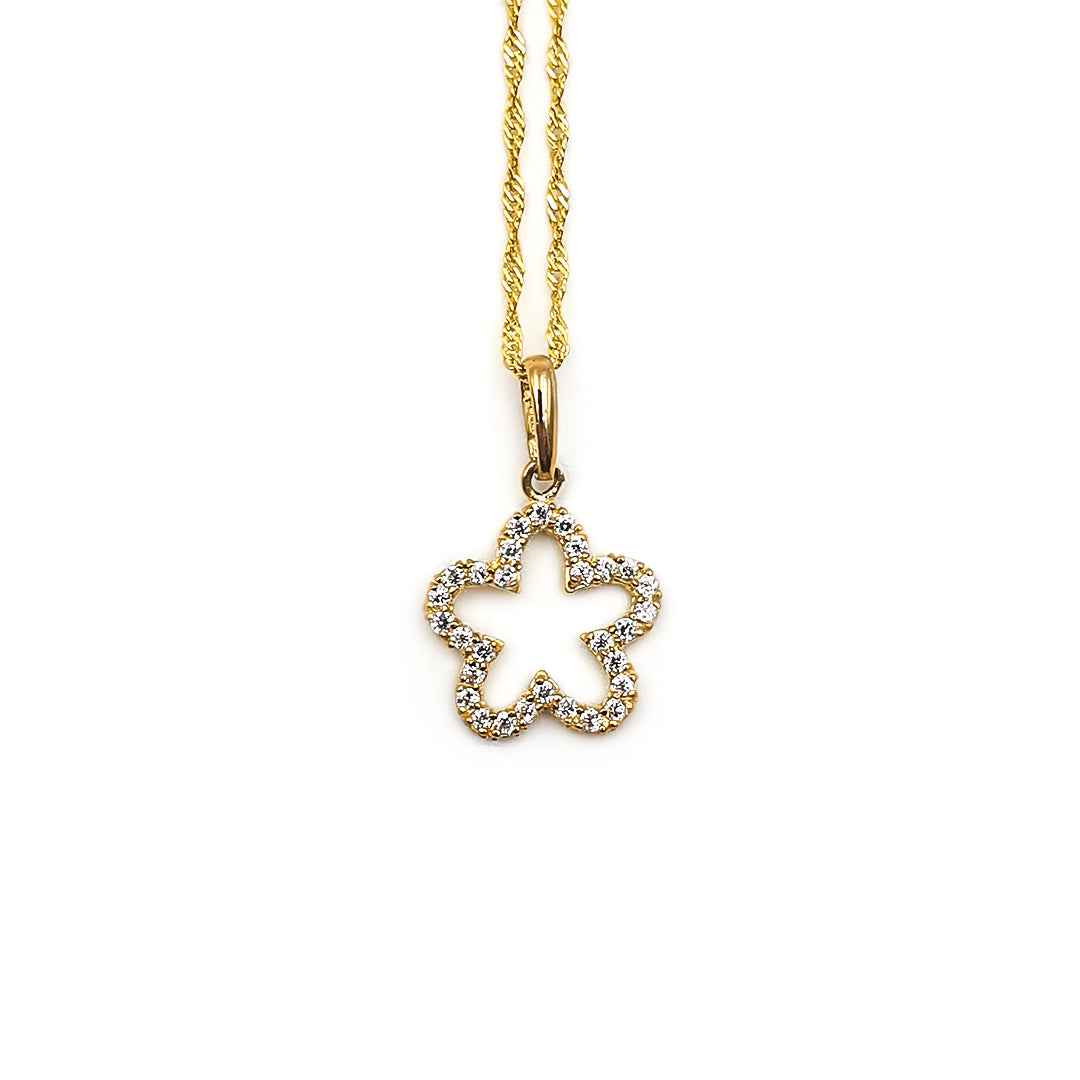 9ct Yellow Gold Ladies Flower Pendant