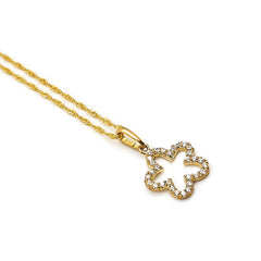 9ct Yellow Gold Ladies Flower Pendant