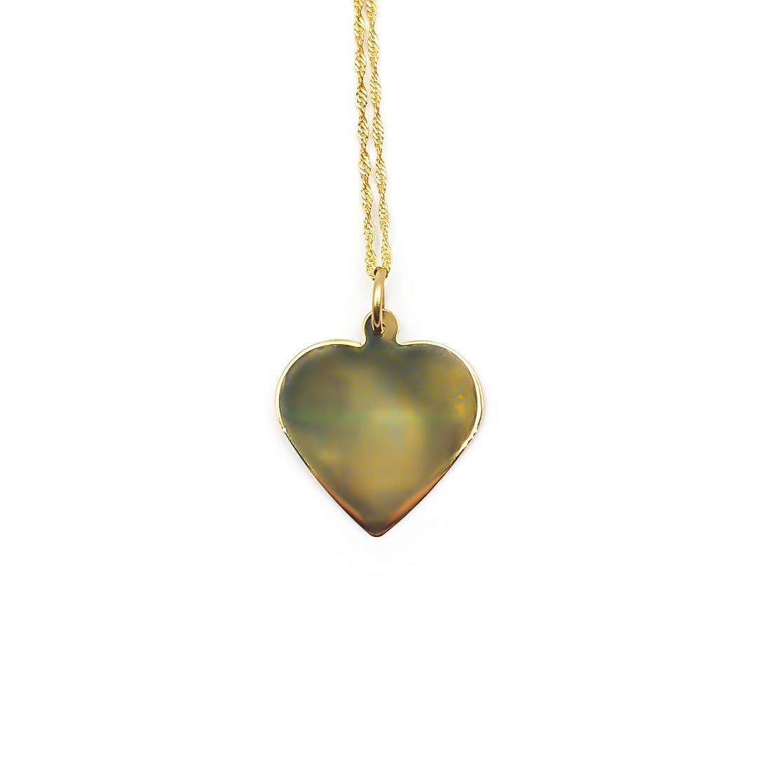 9ct Yellow Gold Ladies Heart Engraving Pendant