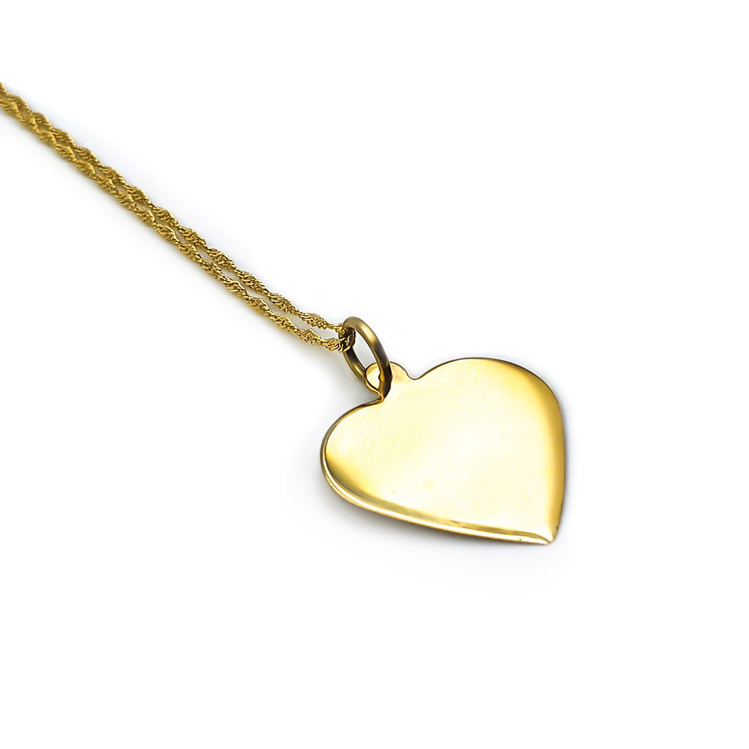 9ct Yellow Gold Ladies Heart Engraving Pendant