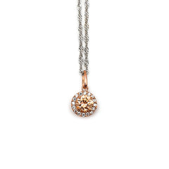 9ct Rose Gold Ladies Halo Pendant