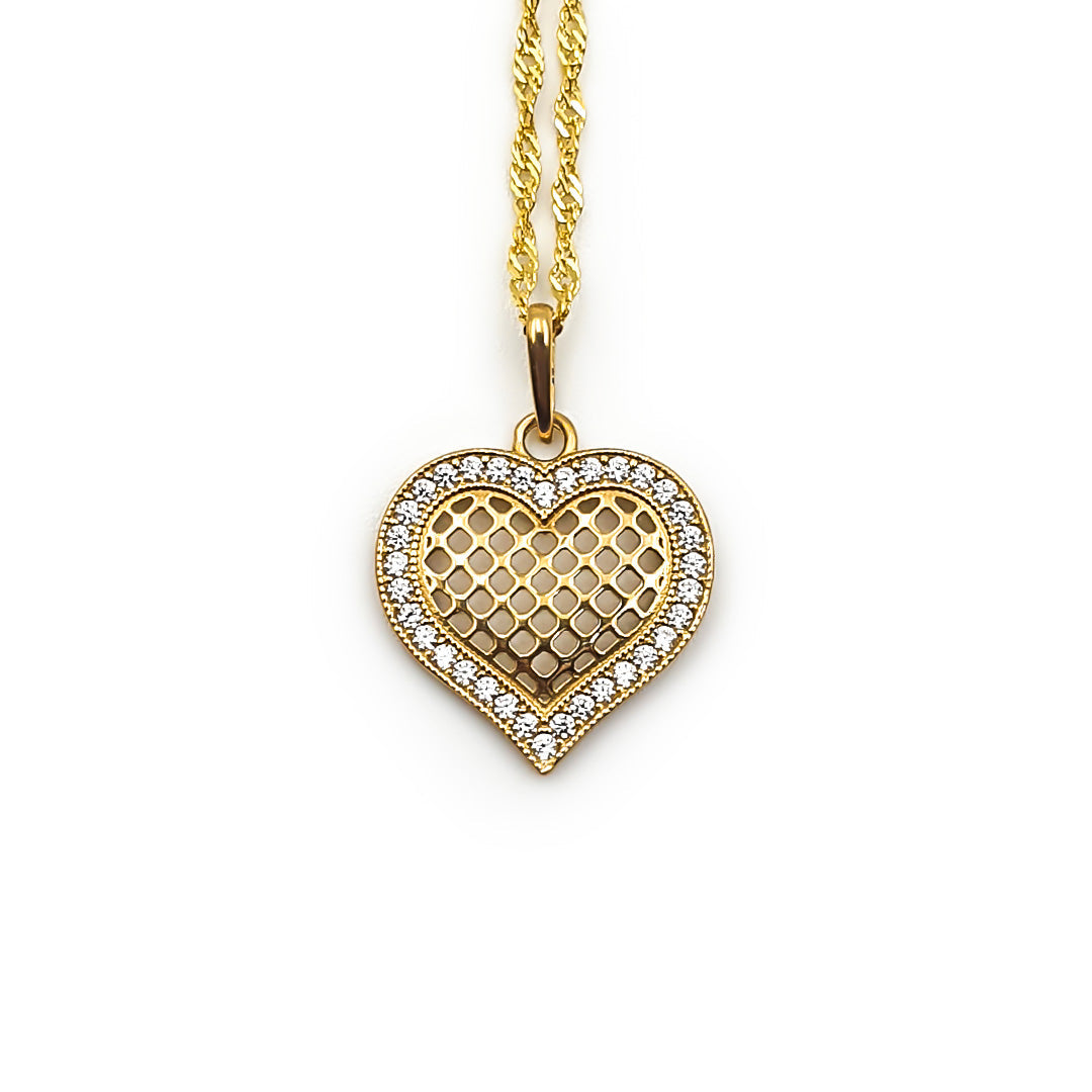 9ct Yellow Gold Ladies Heart Pendant