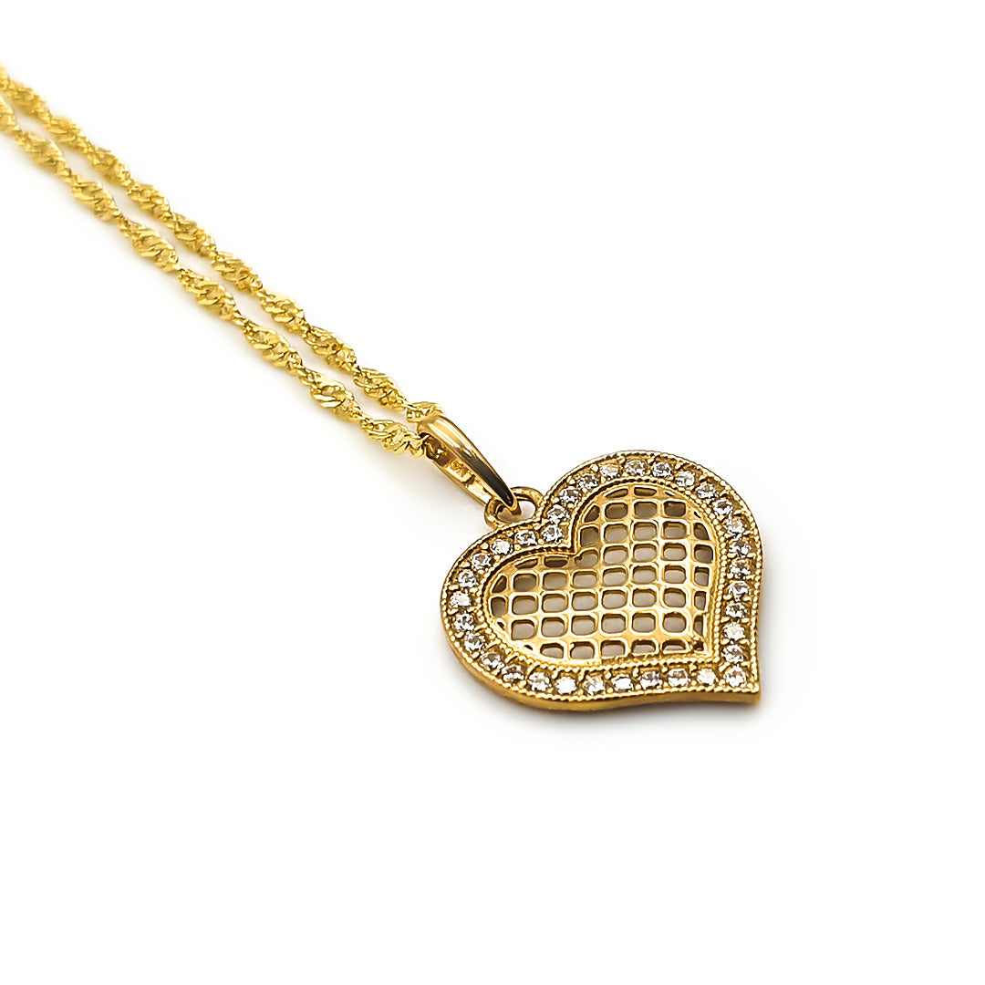 9ct Yellow Gold Ladies Heart Pendant