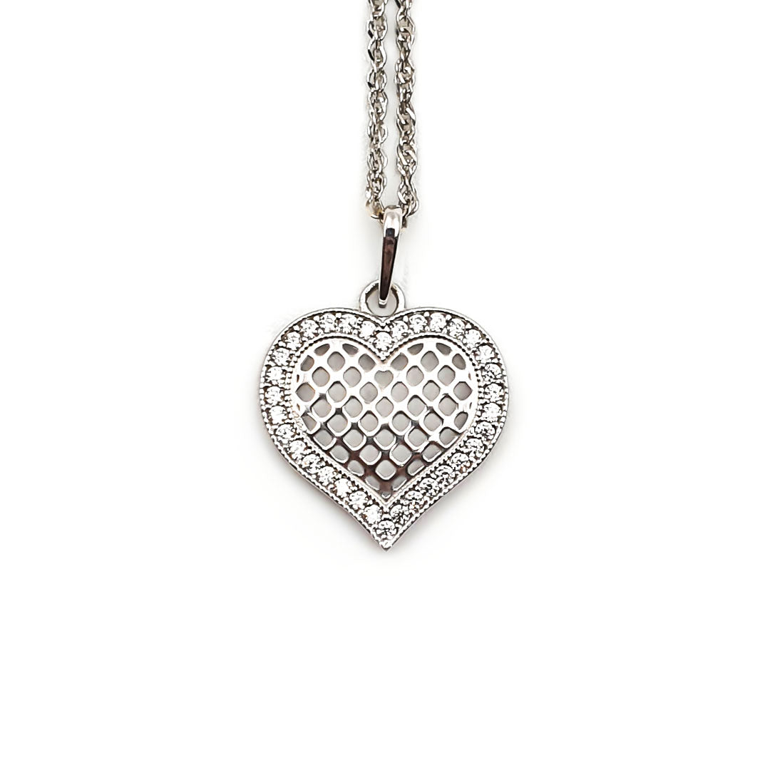 9ct White Gold Ladies Heart Pendant