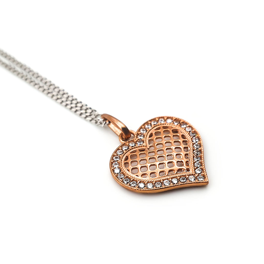 9ct Rose Gold Ladies Heart Pendant