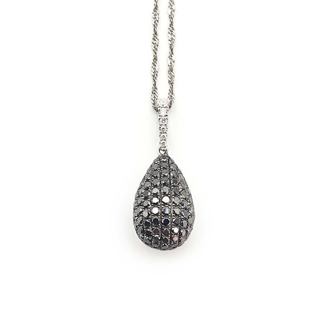 9ct White Gold Ladies Black Diamond Pendant The_Diamond_box_South_Africa