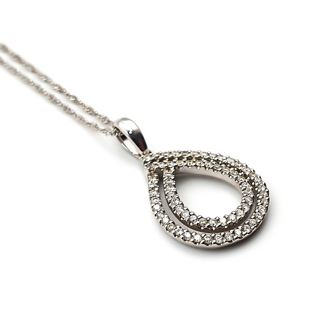 9ct White Gold Ladies Diamond Pendant