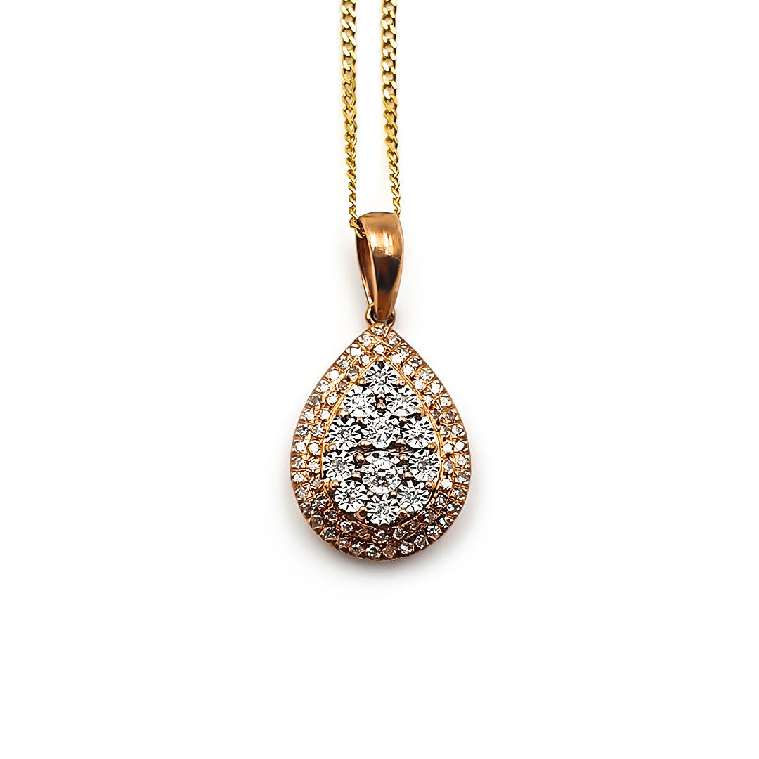 9ct Two-Toned Ladies Diamond Pendent