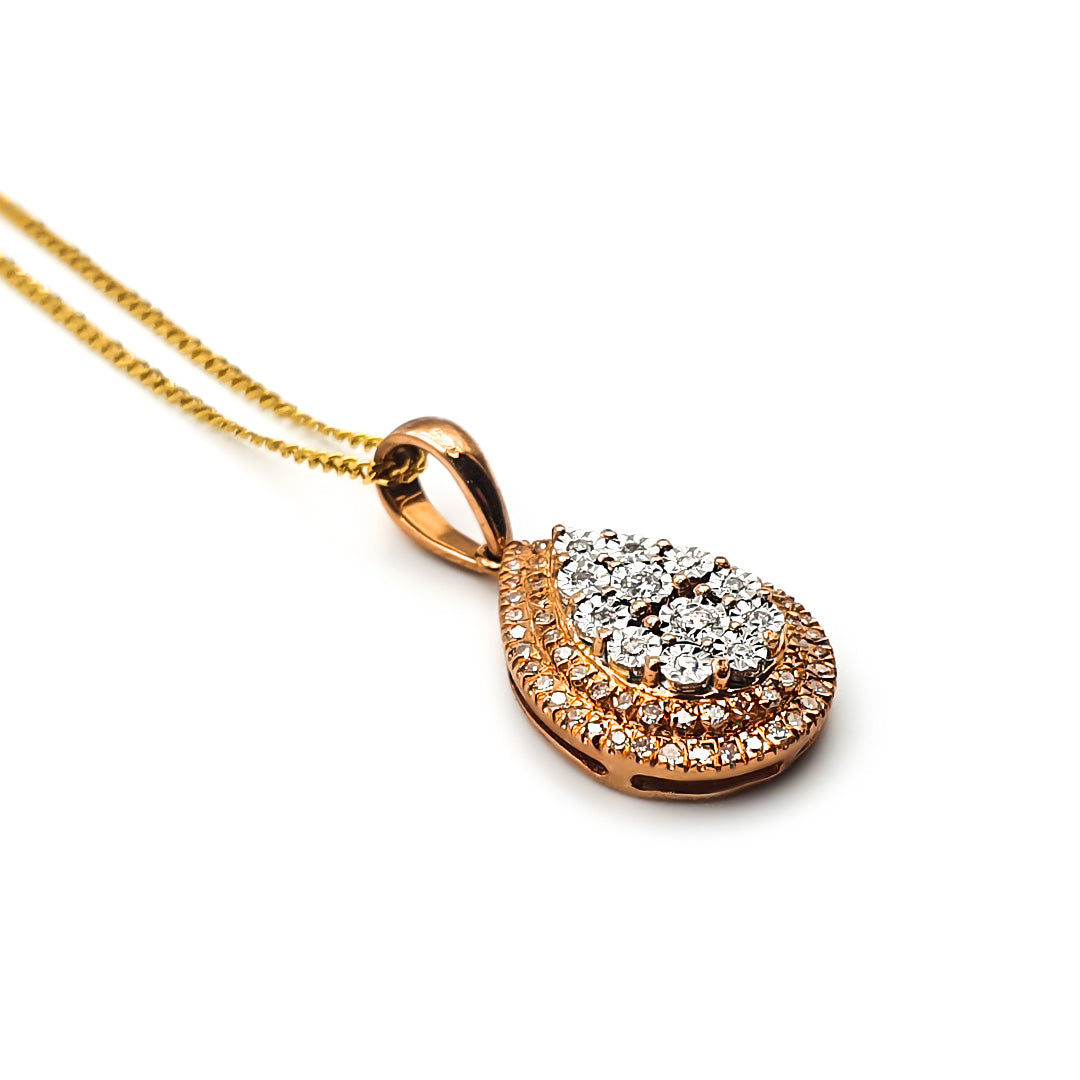 9ct Two-Toned Ladies Diamond Pendent