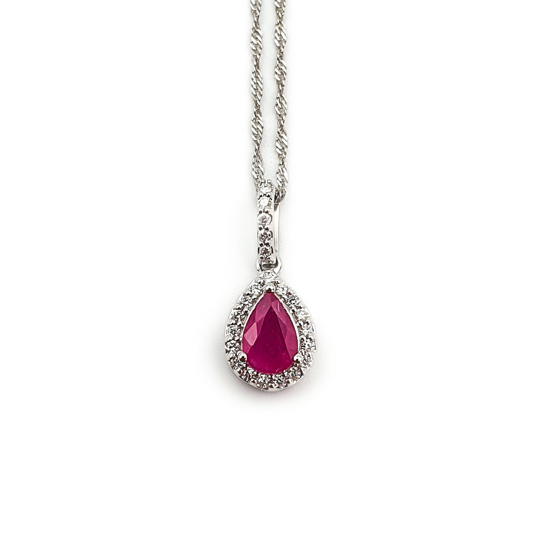 9ct White Gold Ladies Ruby and Diamond Pendant The_Diamond_box_South_Africa