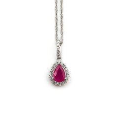 9ct White Gold Ladies Ruby and Diamond Pendant