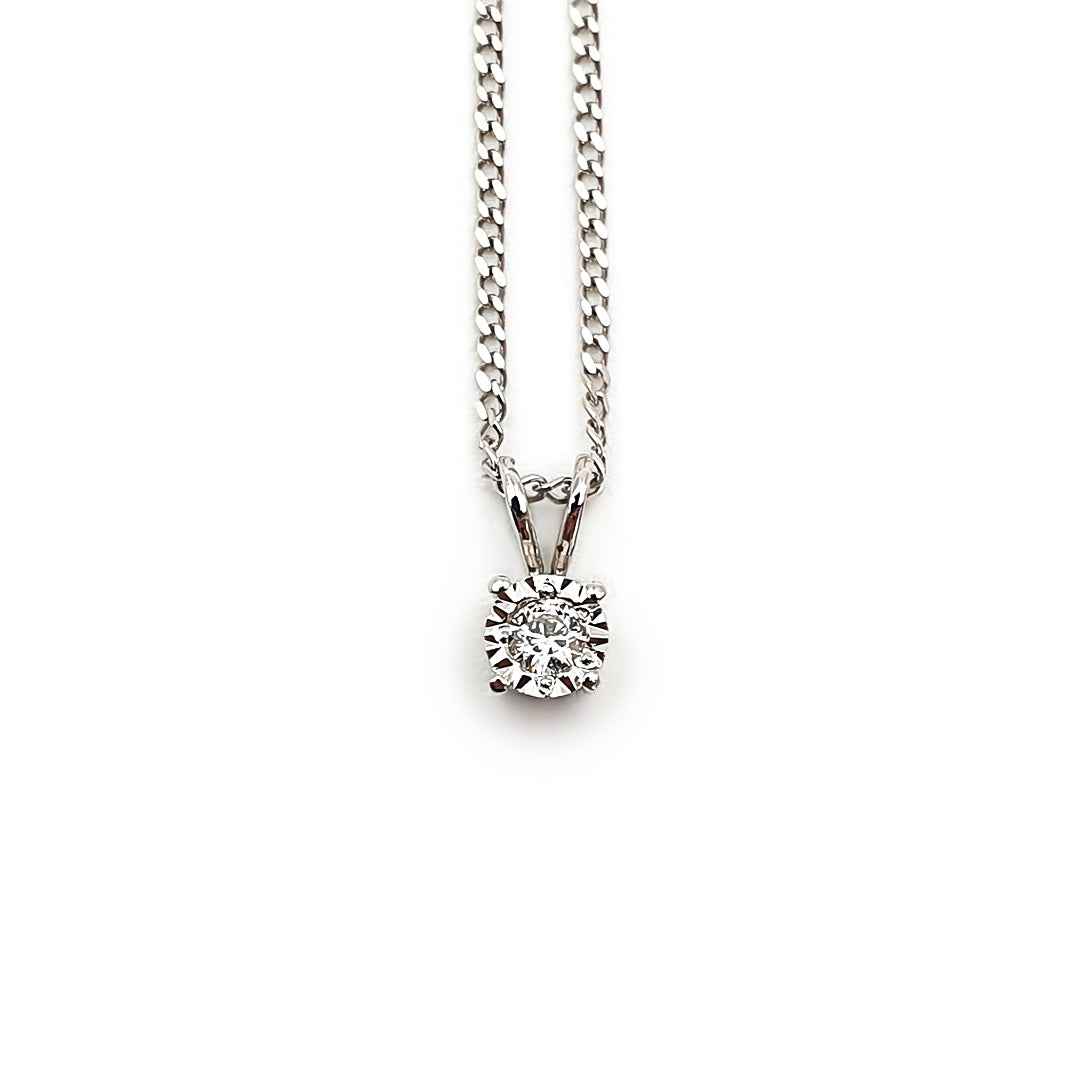 9ct White Gold Ladies Diamond Classic Pendant The_Diamond_box_South_Africa
