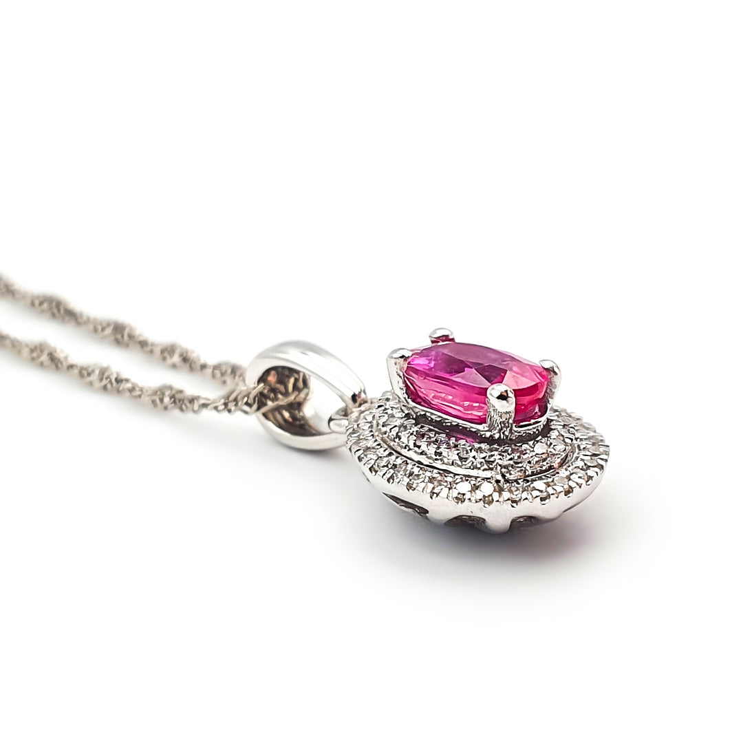 9ct White Gold Ladies Ruby and Diamond Pendant