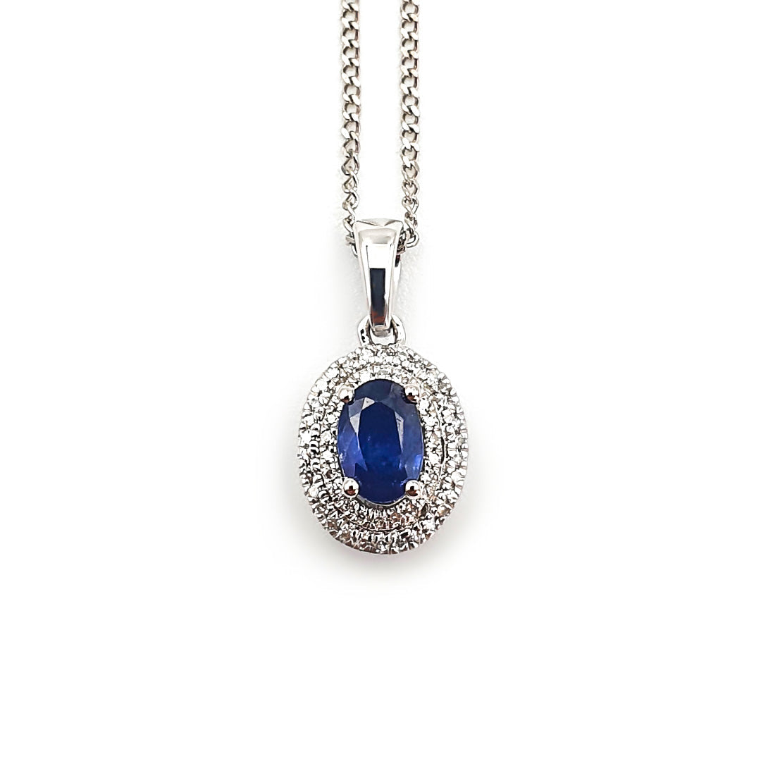 9ct White Gold Ladies Sapphire and Diamond Pendant The_Diamond_box_South_Africa