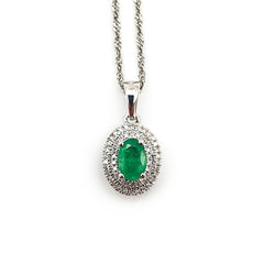 9ct White Gold Ladies Emerald and Diamond Pendant The_Diamond_box_South_Africa