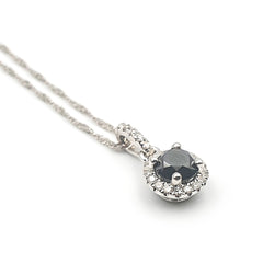 9ct White Gold Ladies Black Diamond Halo Pendant .50ct