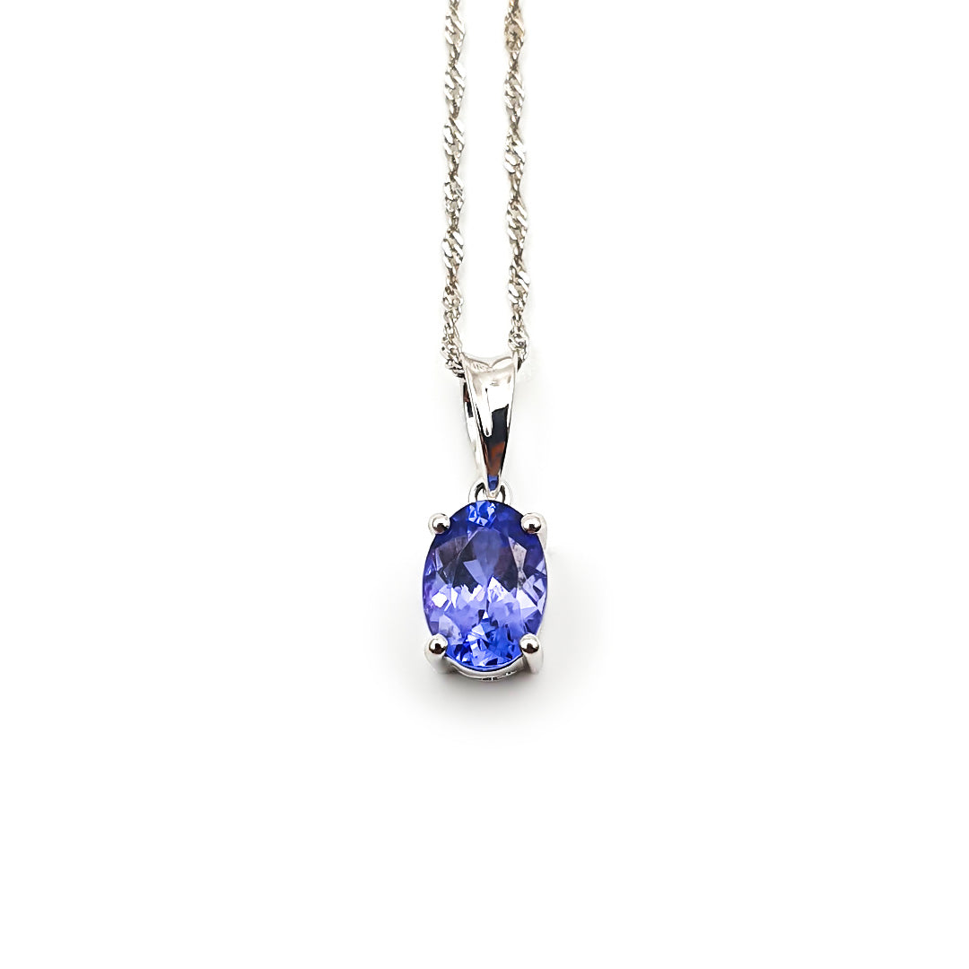 9ct White Gold Ladies Tanzanite Solitaire Pendant The_Diamond_box_South_Africa