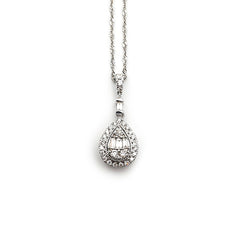 9ct White Gold Ladies Diamond Pendant