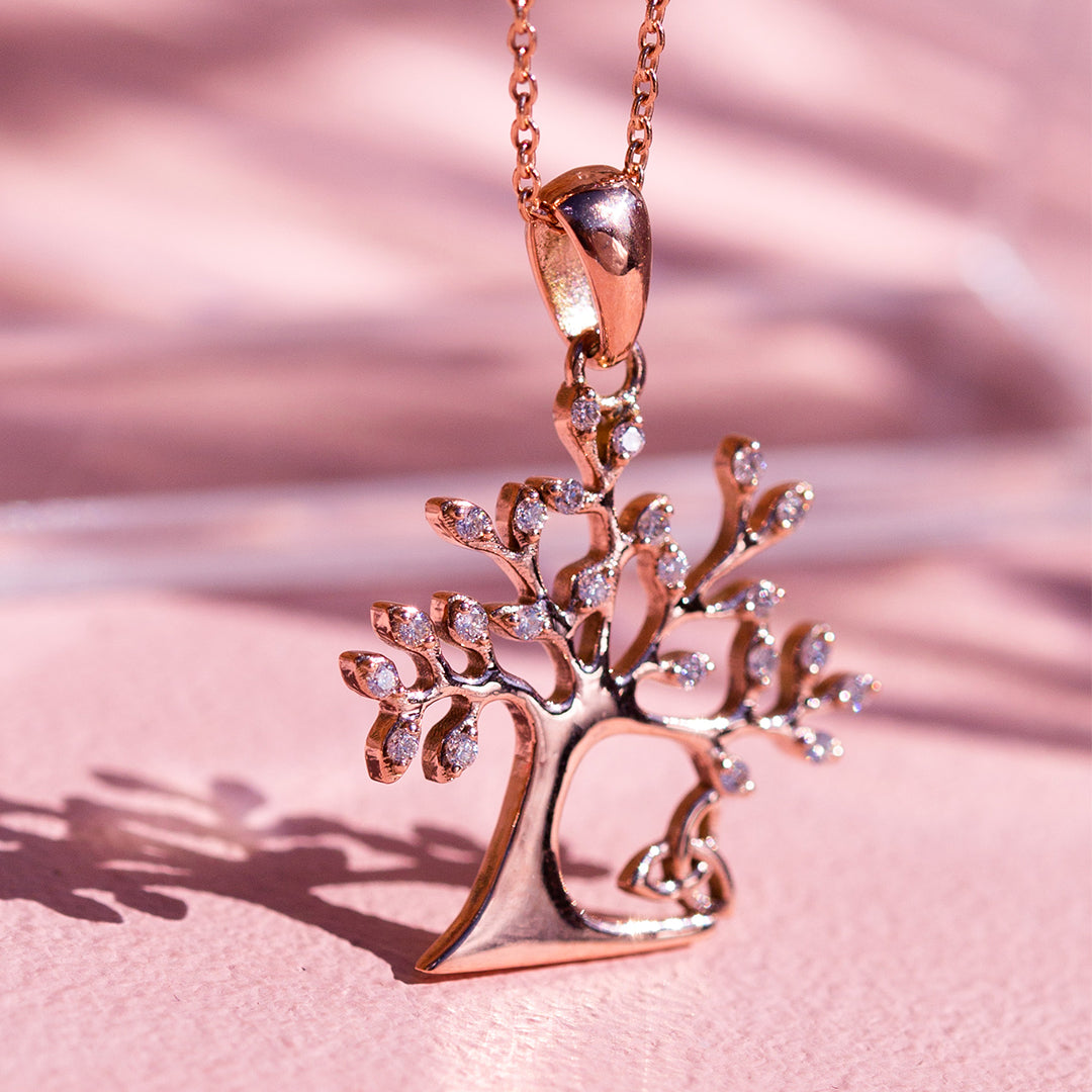 9ct Rose Gold Ladies Diamond Tree of Life Pendant The_Diamond_box_South_Africa