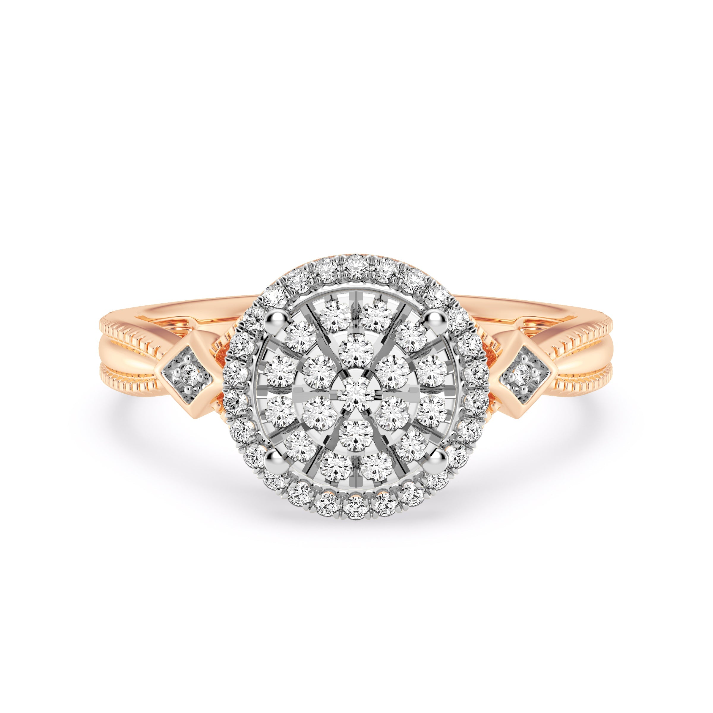 9ct Rose Gold Ladies Diamond Cluster Engagement Ring - 560JWR - RG The_Diamond_box_South_Africa