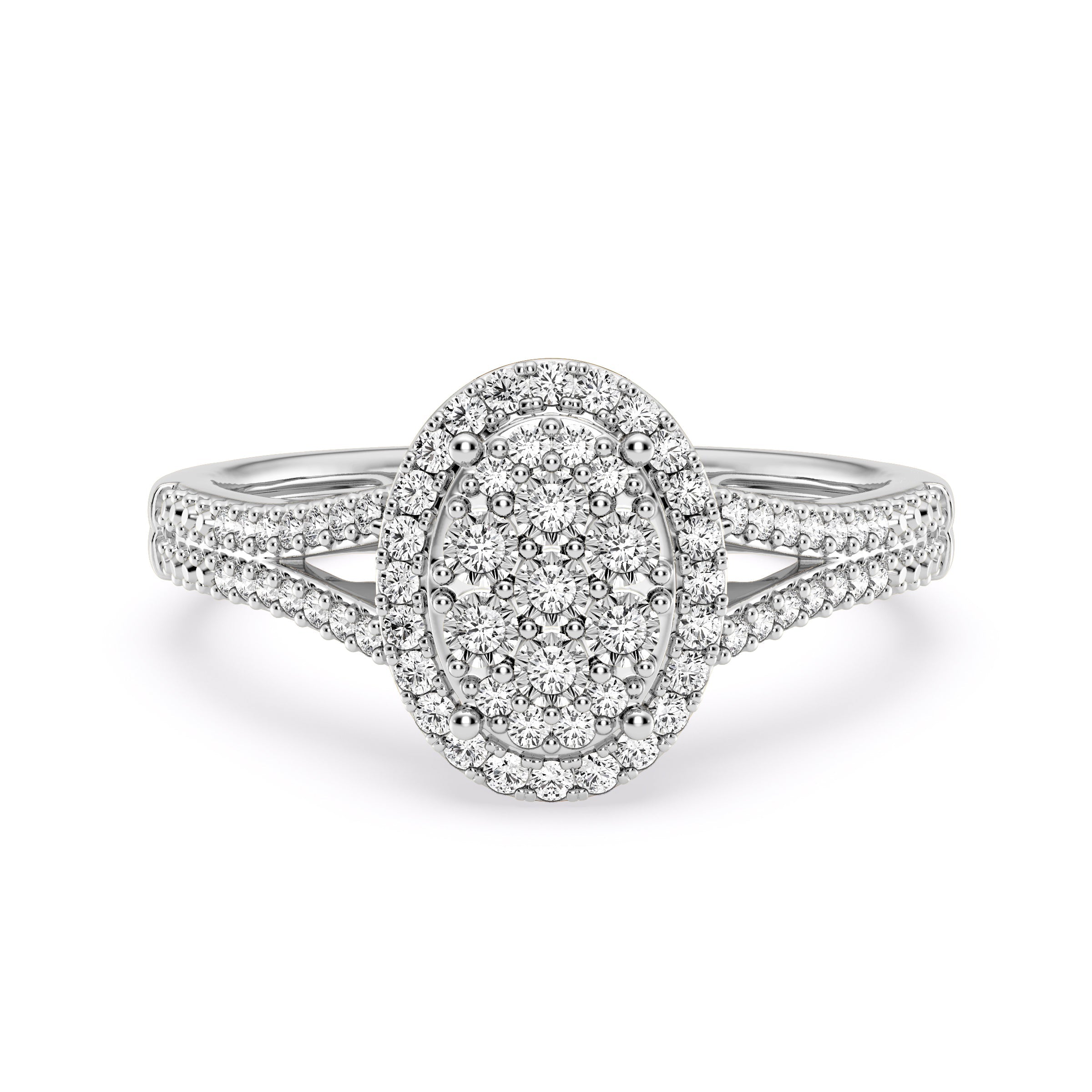 9ct White Gold Ladies Diamond Cluster Engagement Ring - 568JWR - WG The_Diamond_box_South_Africa