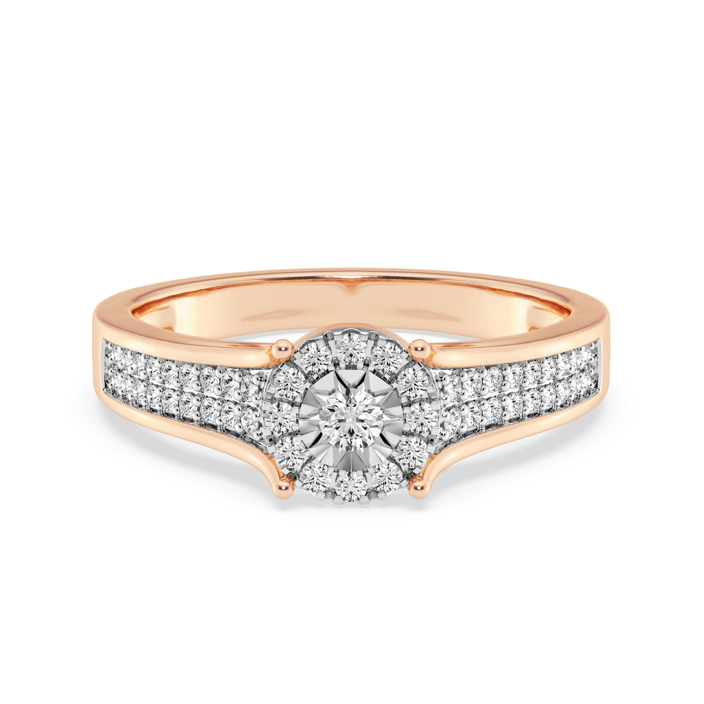 9ct Rose Gold Ladies Diamond Cluster Engagement Ring The_Diamond_box_South_Africa