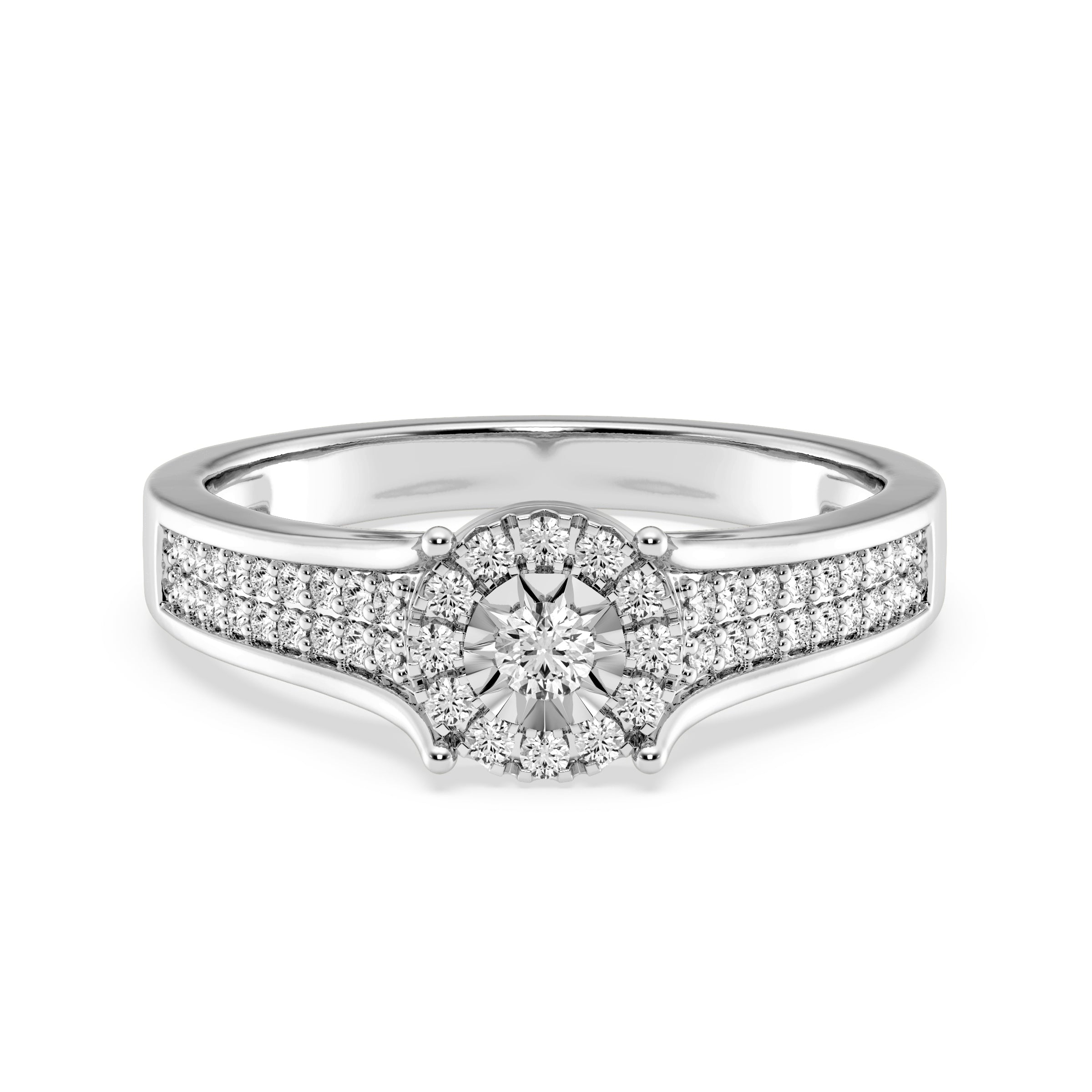 9ct White Gold Ladies Diamond Cluster Engagement Ring The_Diamond_box_South_Africa