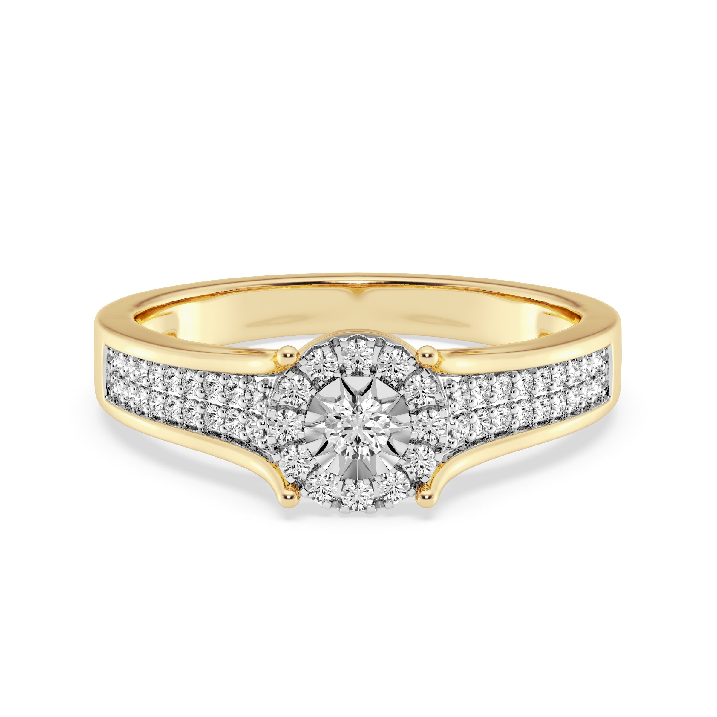 9ct Yellow Gold Ladies Diamond Cluster Engagement Ring The_Diamond_box_South_Africa