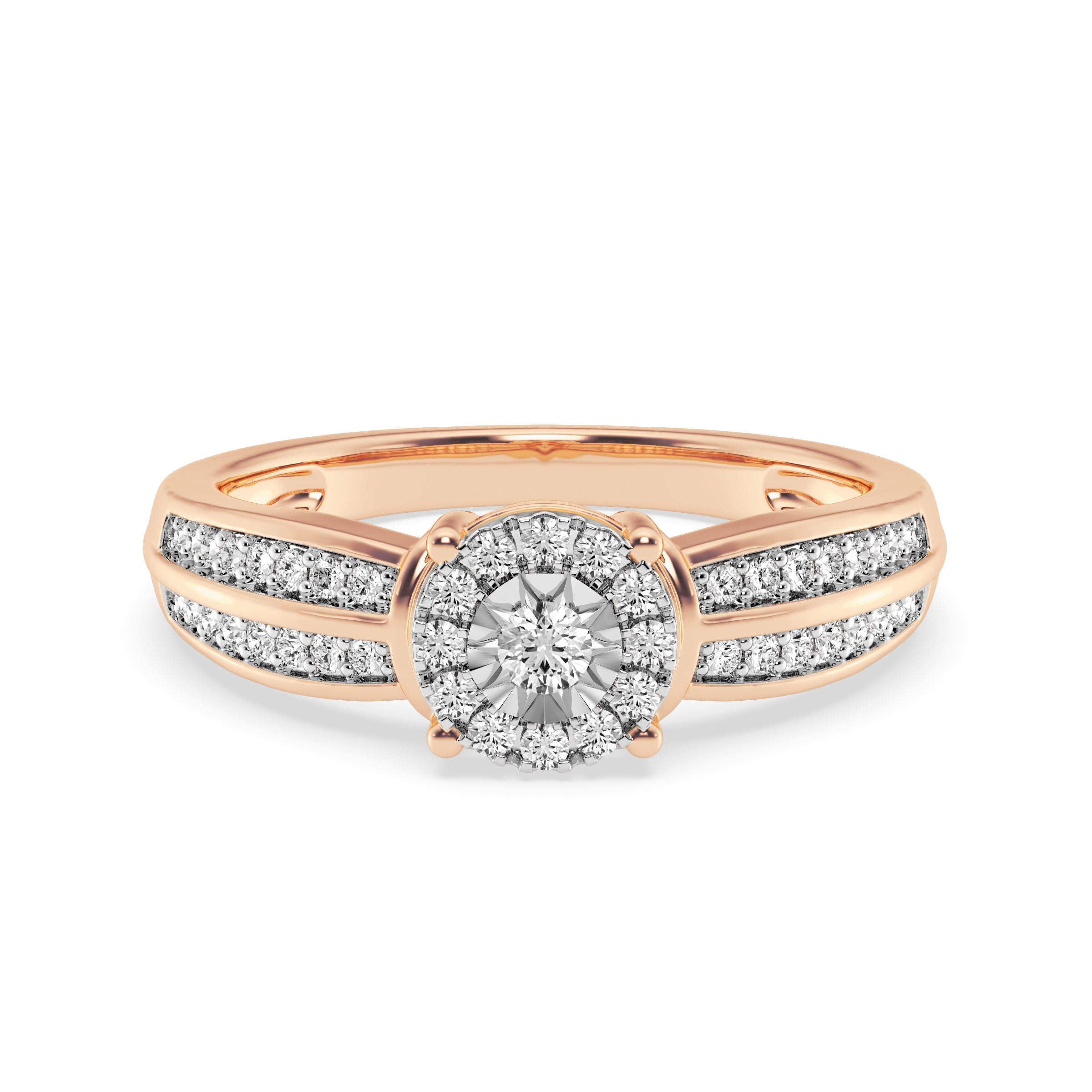 9ct Rose Gold Ladies Diamond Cluster Engagement Ring The_Diamond_box_South_Africa