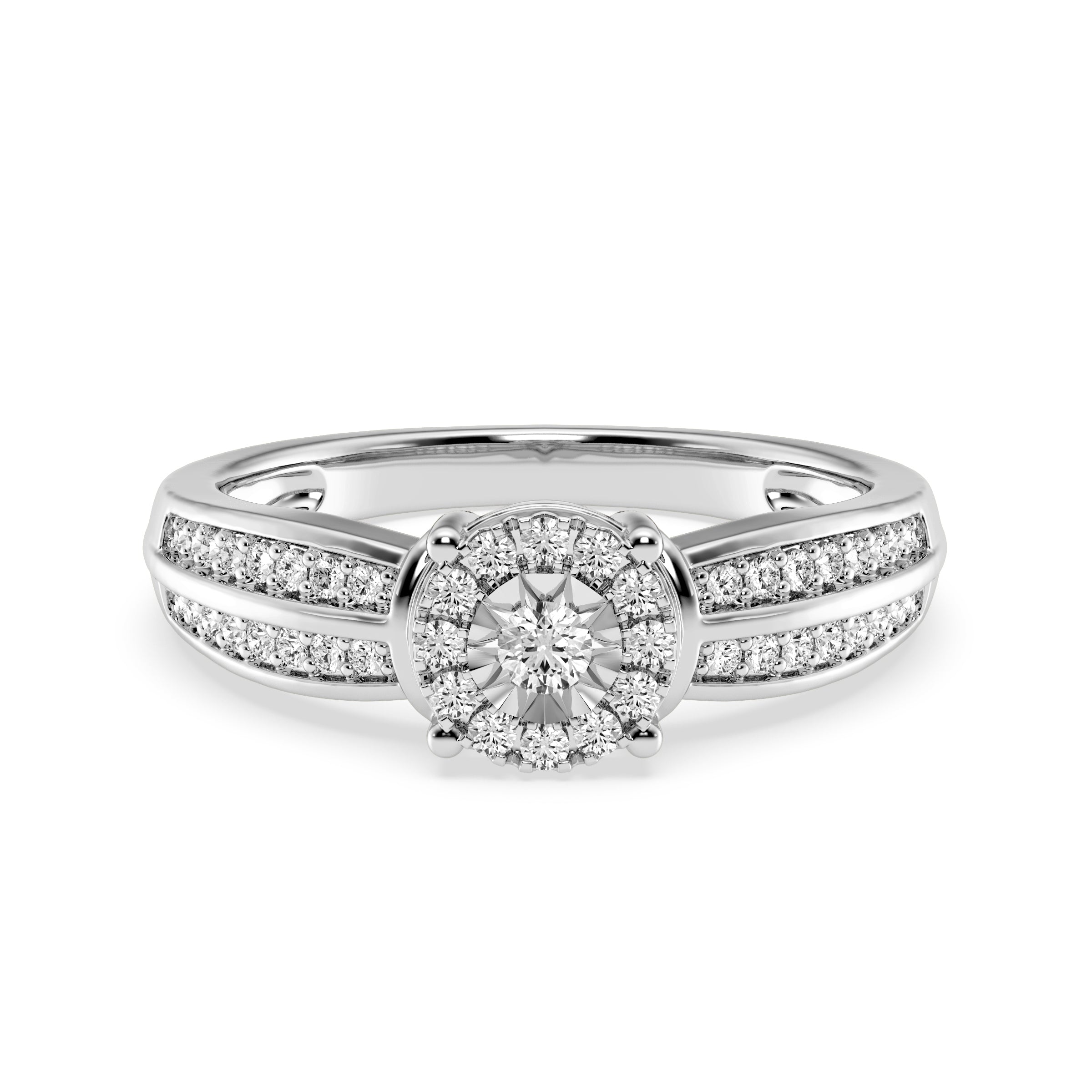 9ct White Gold Ladies Diamond Cluster Engagement Ring The_Diamond_box_South_Africa