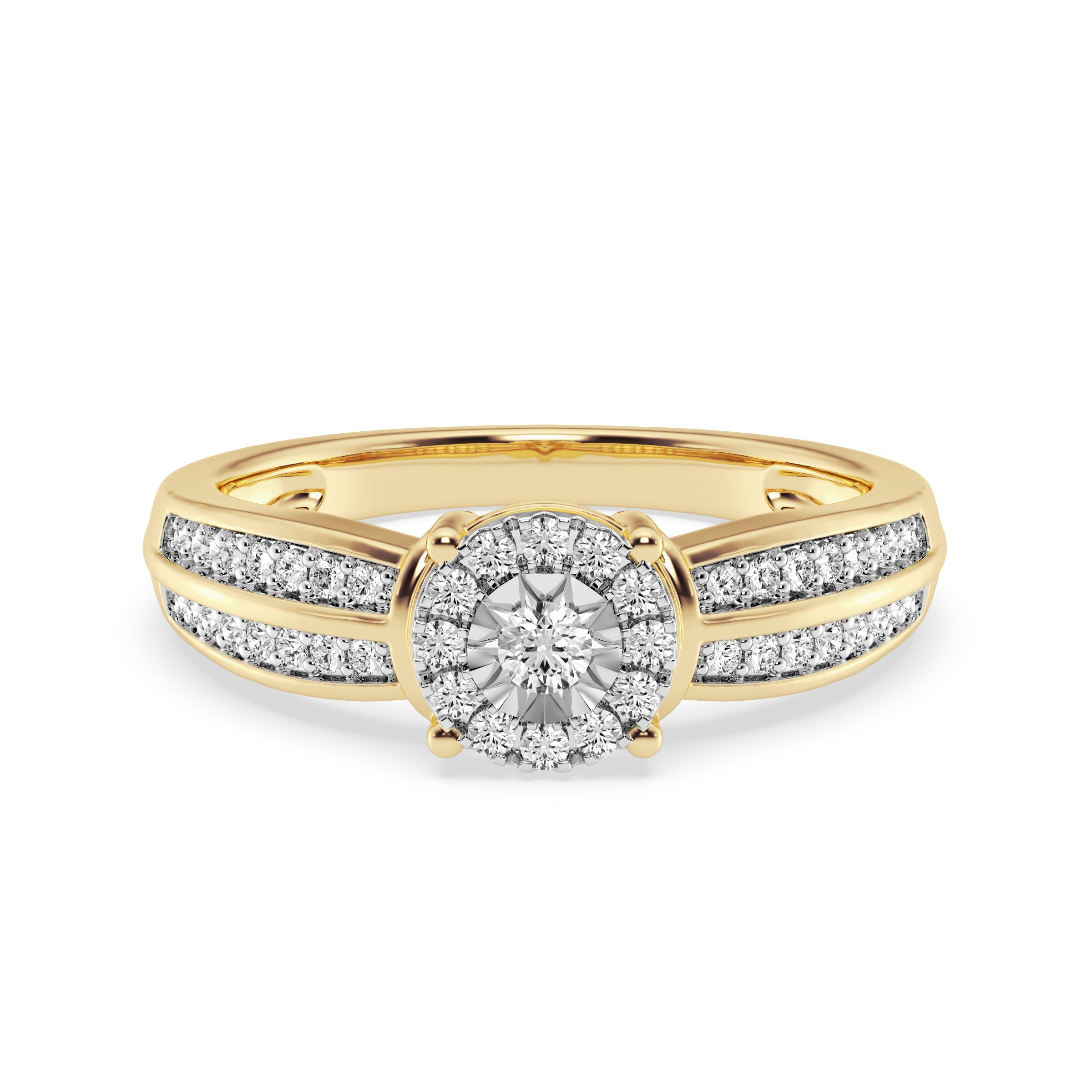 9ct Yellow Gold Ladies Diamond Cluster Engagement Ring The_Diamond_box_South_Africa