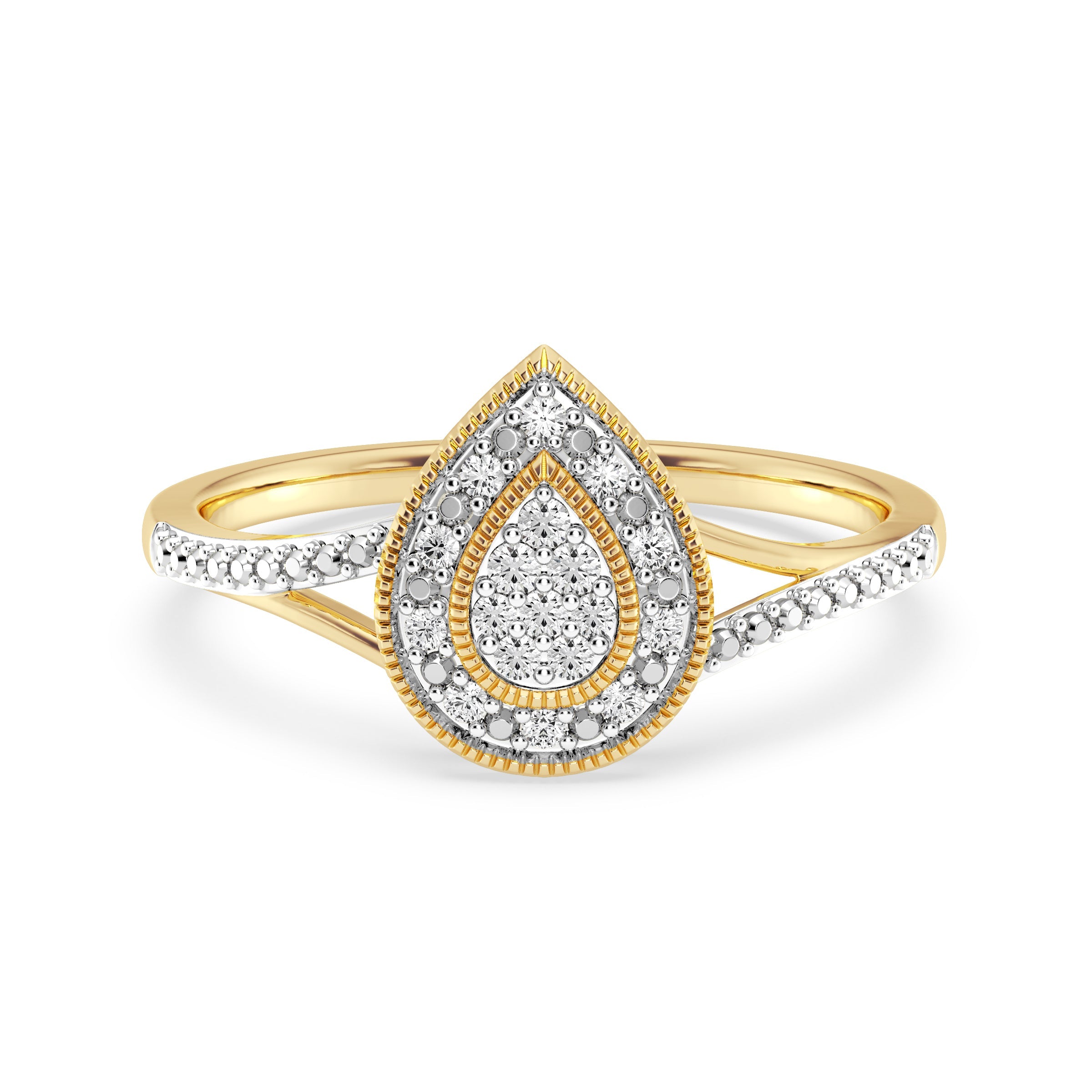 9ct Yellow Gold Ladies Diamond Cluster Engagement Ring - 599JWR - YG The_Diamond_box_South_Africa