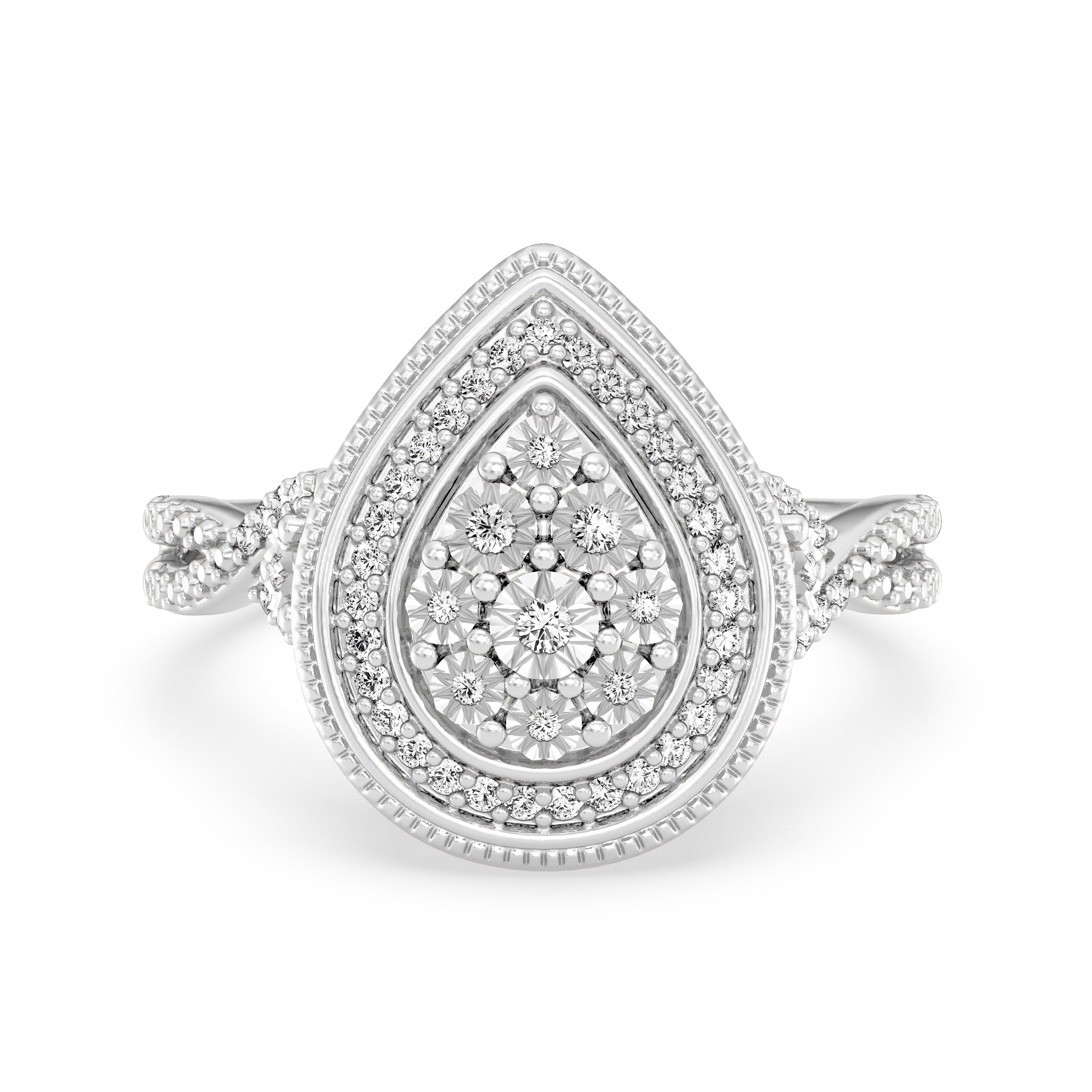 9ct White Gold Ladies Diamond Cluster Engagement Ring - 605JWR - WG The_Diamond_box_South_Africa