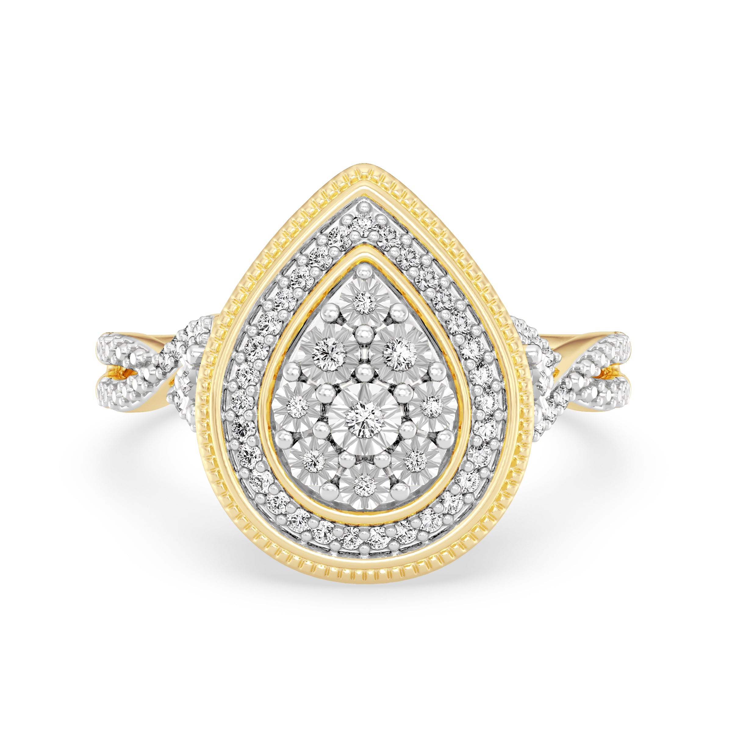 9ct Yellow Gold Ladies Diamond Cluster Engagement Ring - 605JWR - YG The_Diamond_box_South_Africa