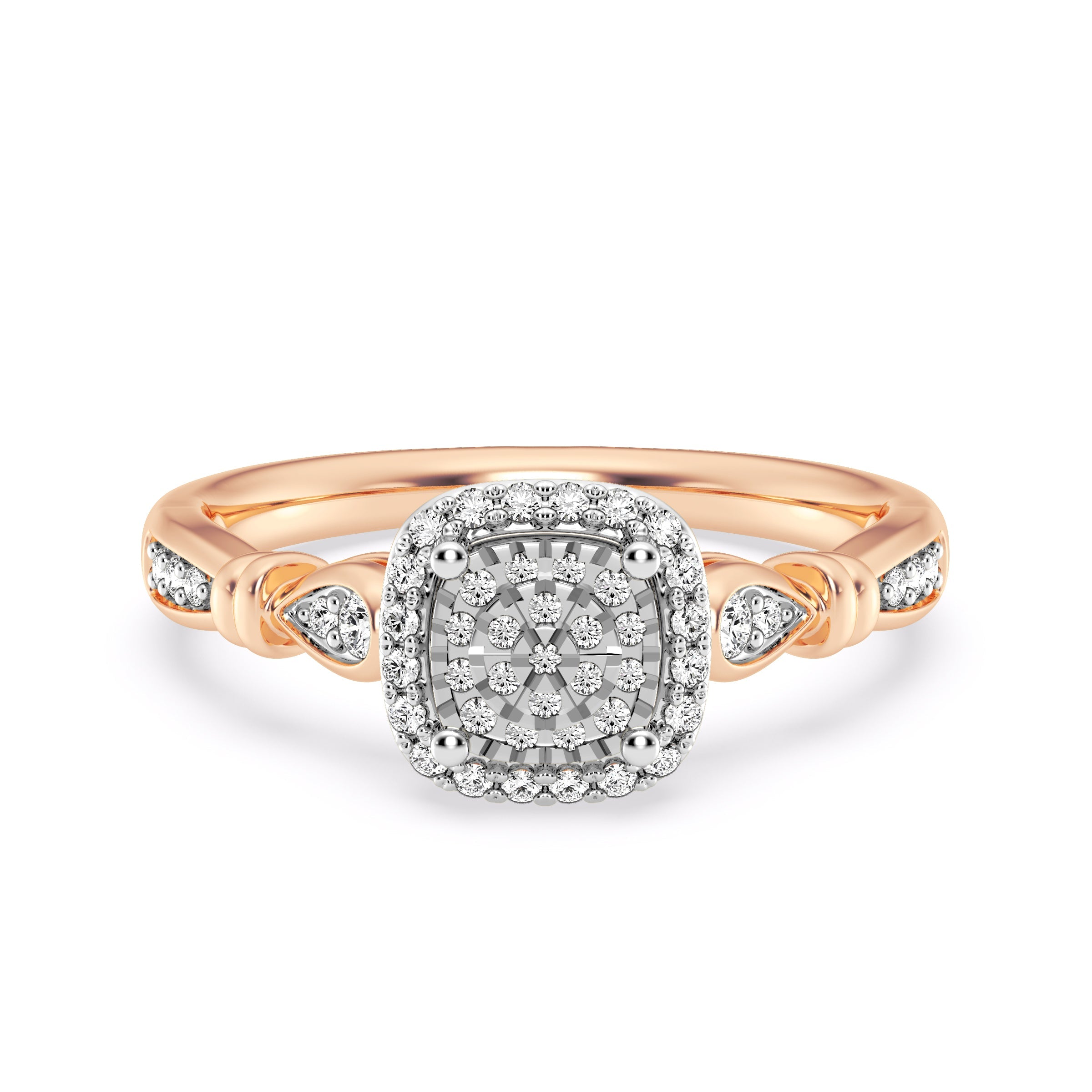 9ct Rose Gold Ladies Diamond Cluster Engagement Ring The_Diamond_box_South_Africa