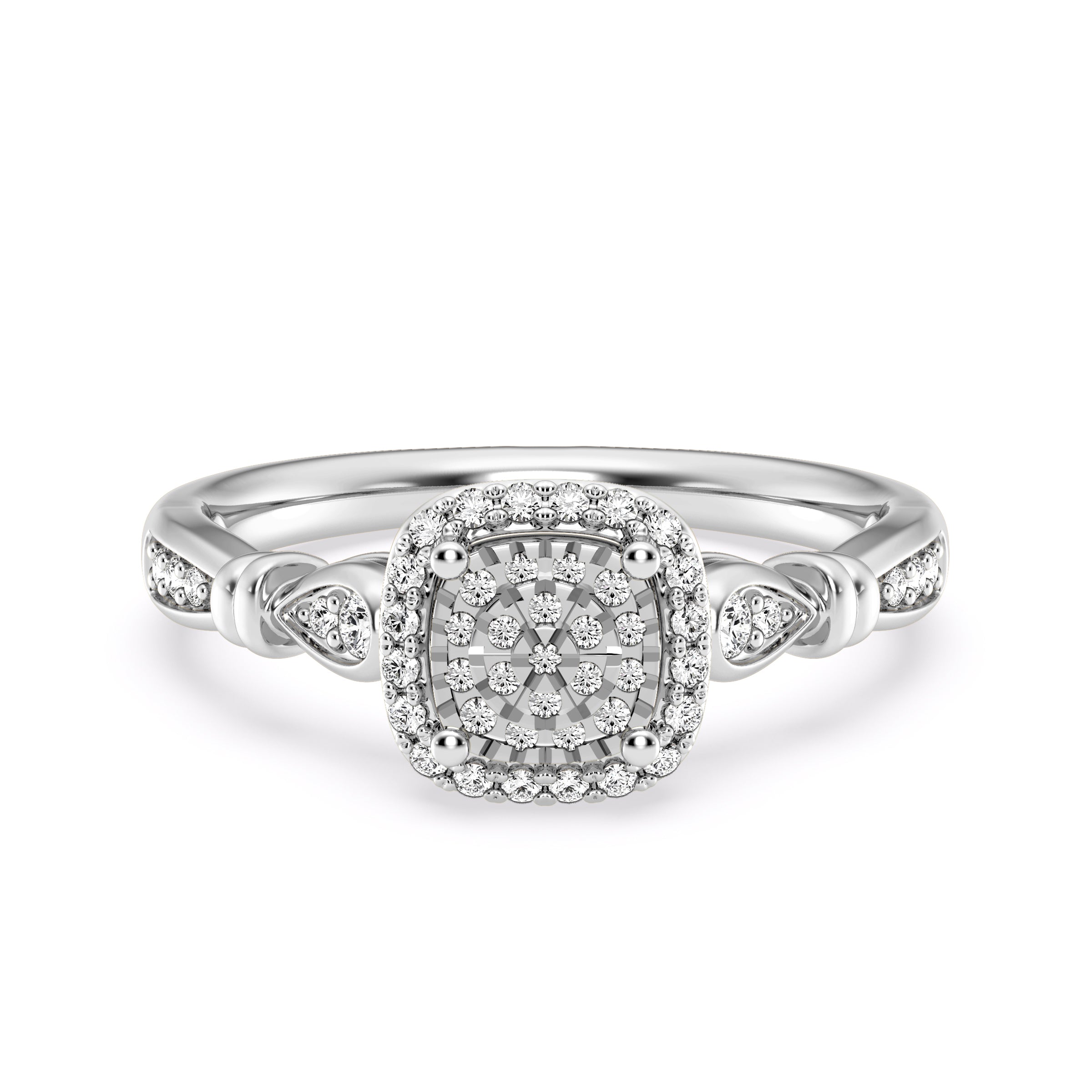 9ct White Gold Ladies Diamond Cluster Engagement Ring The_Diamond_box_South_Africa