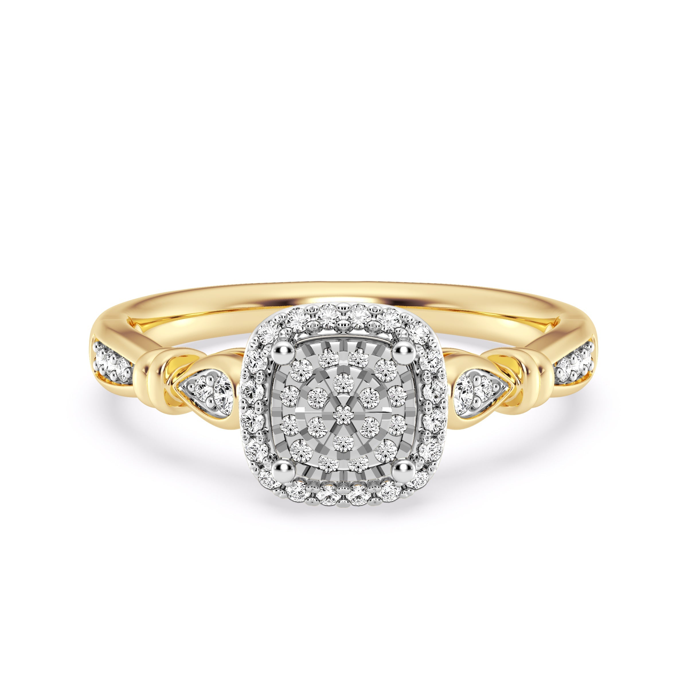 9ct Yellow Gold Ladies Diamond Cluster Engagement Ring The_Diamond_box_South_Africa