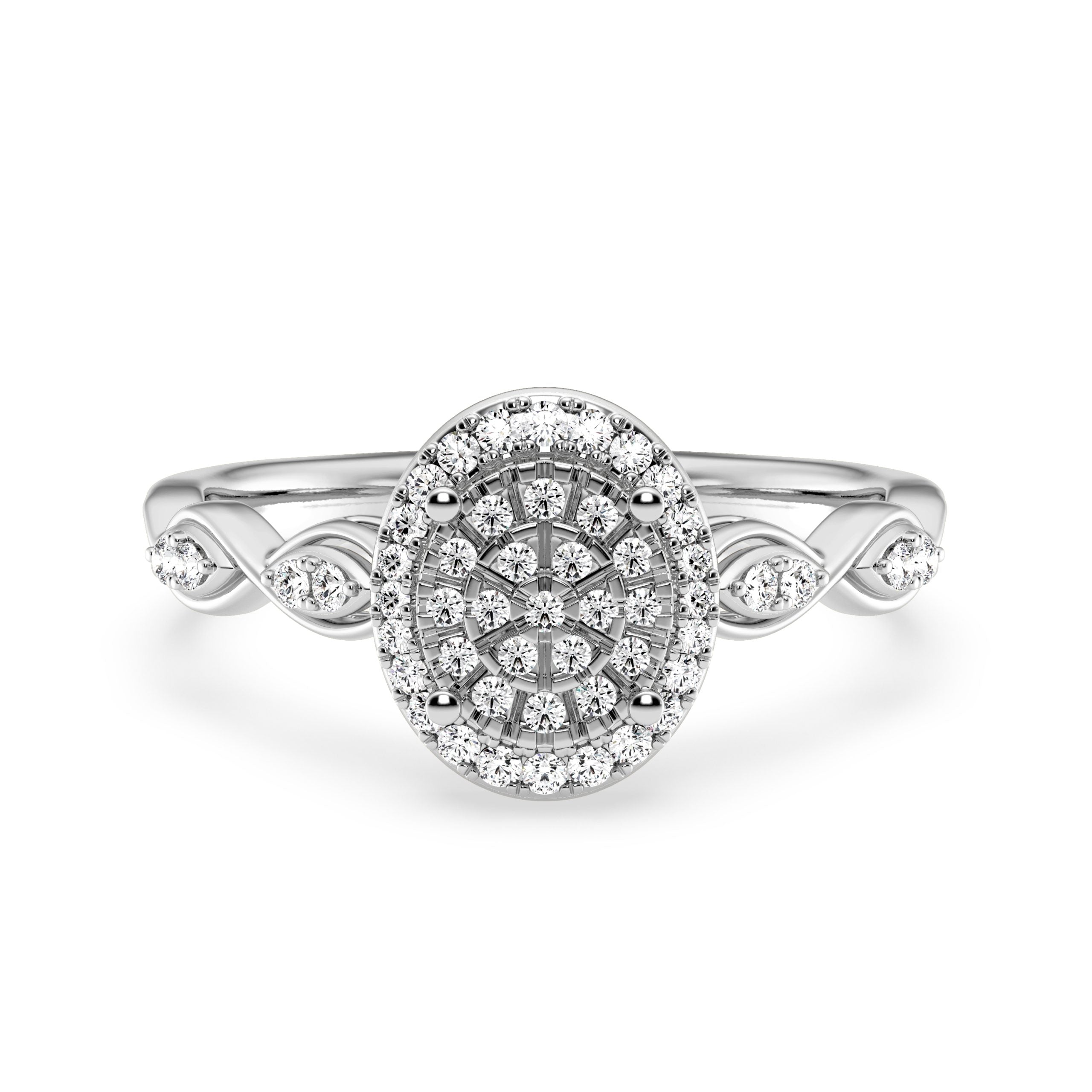 9ct White Gold Ladies Diamond Cluster Engagement Ring The_Diamond_box_South_Africa
