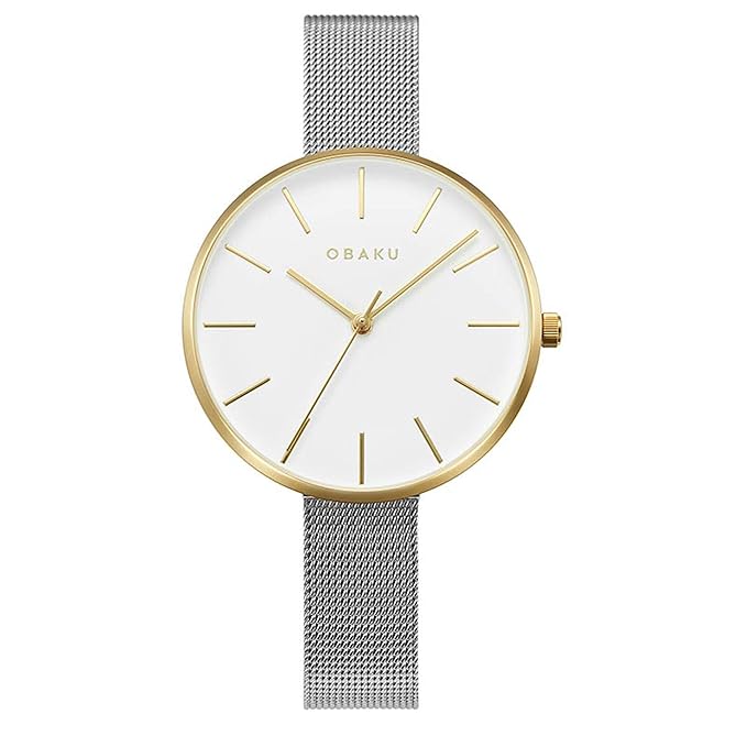 Obaku Mynte-Gold Bi Analog White Dial Women's Watch-V211LXGIMC