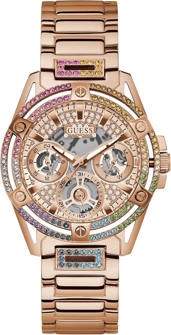 GUESS Queen Multi-Function Rose Gold/Rainbow Ladies Watch - GW0464L5