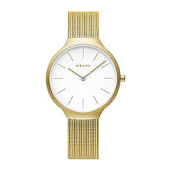 Obaku Ark Lille Gold Analog White Dial Women's Watch - V240LXGWMG