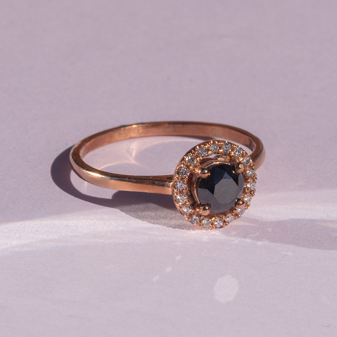 9ct Rose Gold Ladies 0.50ct Black Diamond Halo Engagement Ring The_Diamond_box_South_Africa