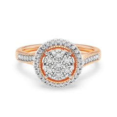 9ct Rose Gold Ladies Diamond Cluster Engagement Ring - 559JWR - RG