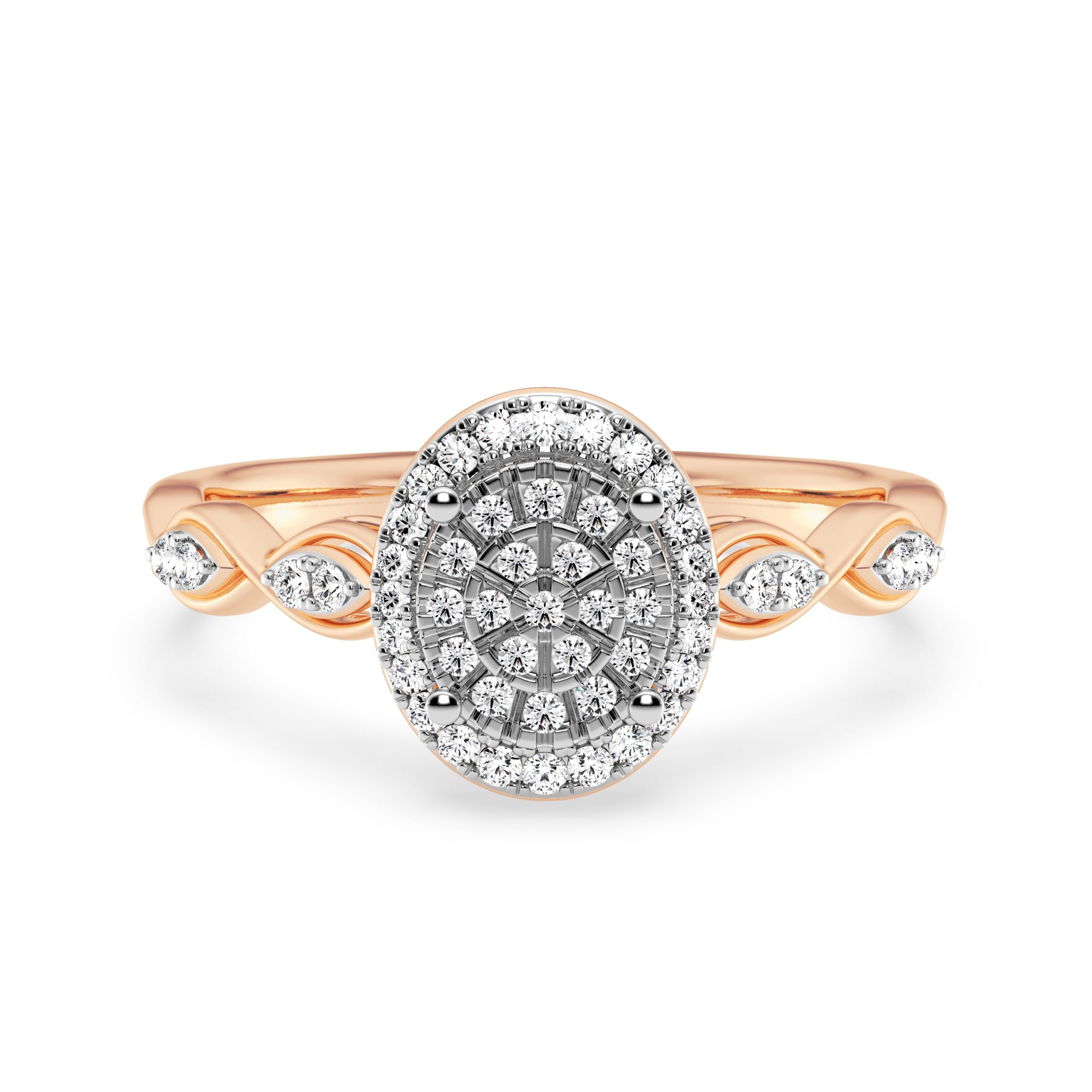 9ct Rose Gold Ladies Diamond Cluster Engagement Ring The_Diamond_box_South_Africa