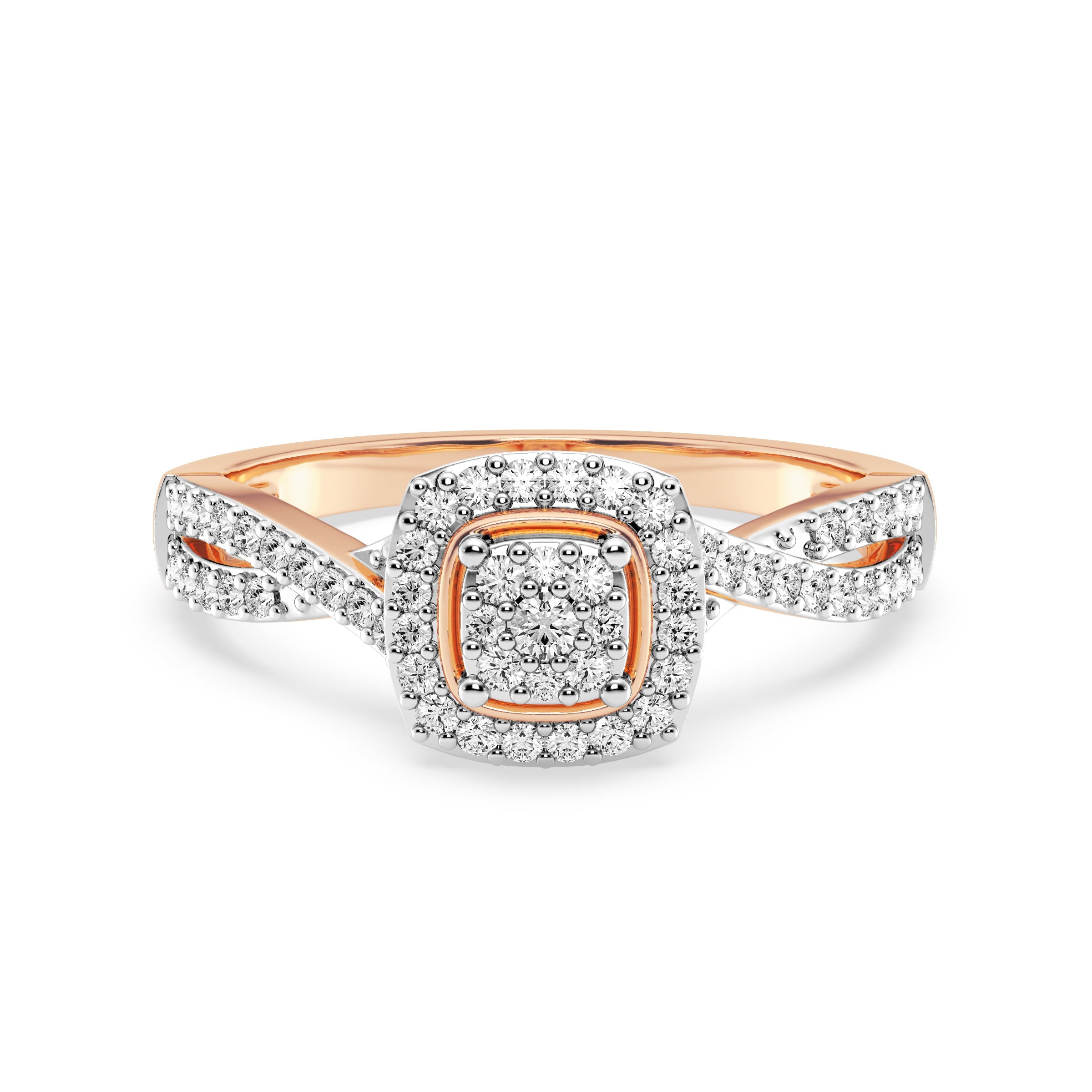 9ct Rose Gold Ladies Diamond Cluster Engagement Ring The_Diamond_box_South_Africa