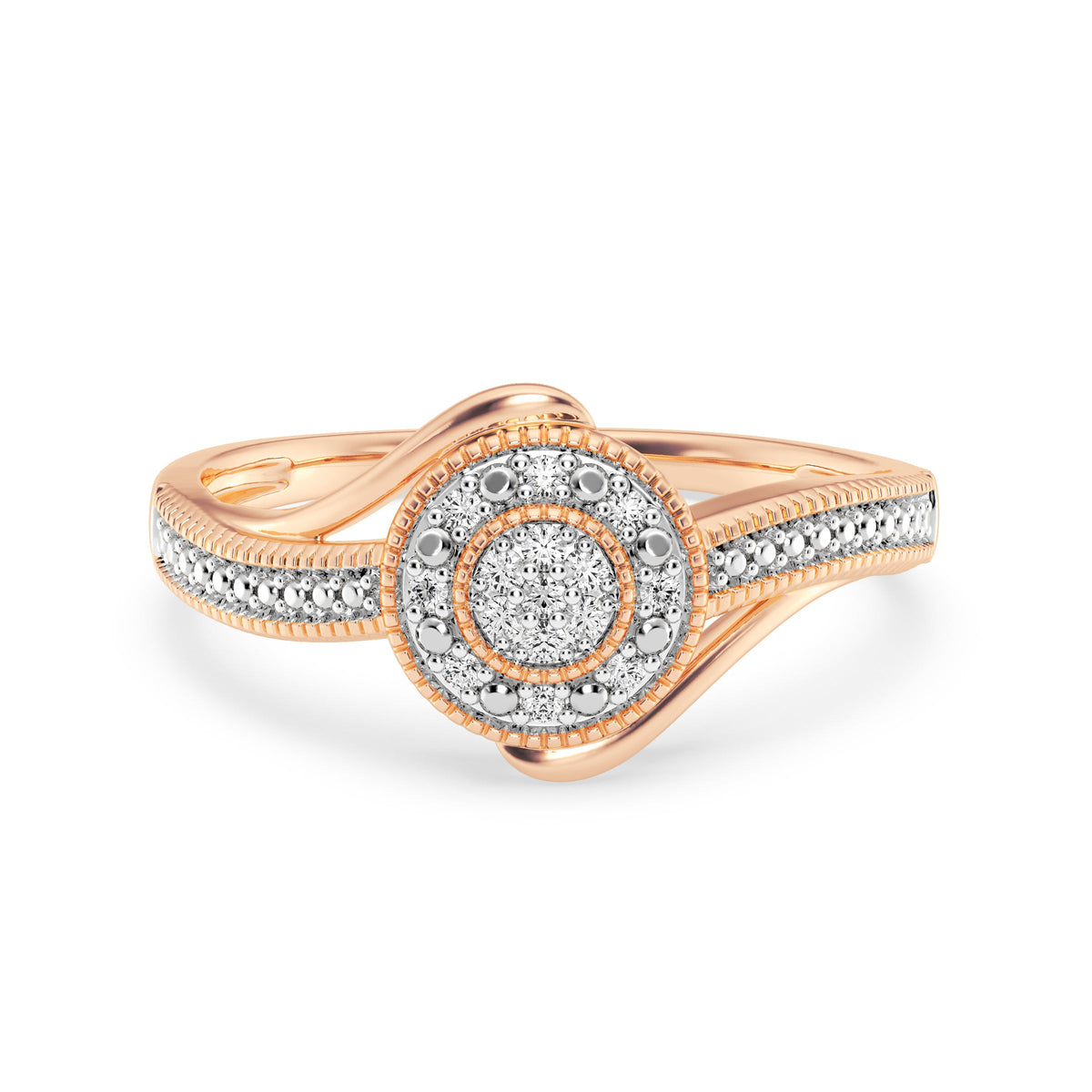 9ct Rose Gold Ladies Diamond Cluster Engagement Ring - 635JWR - RG