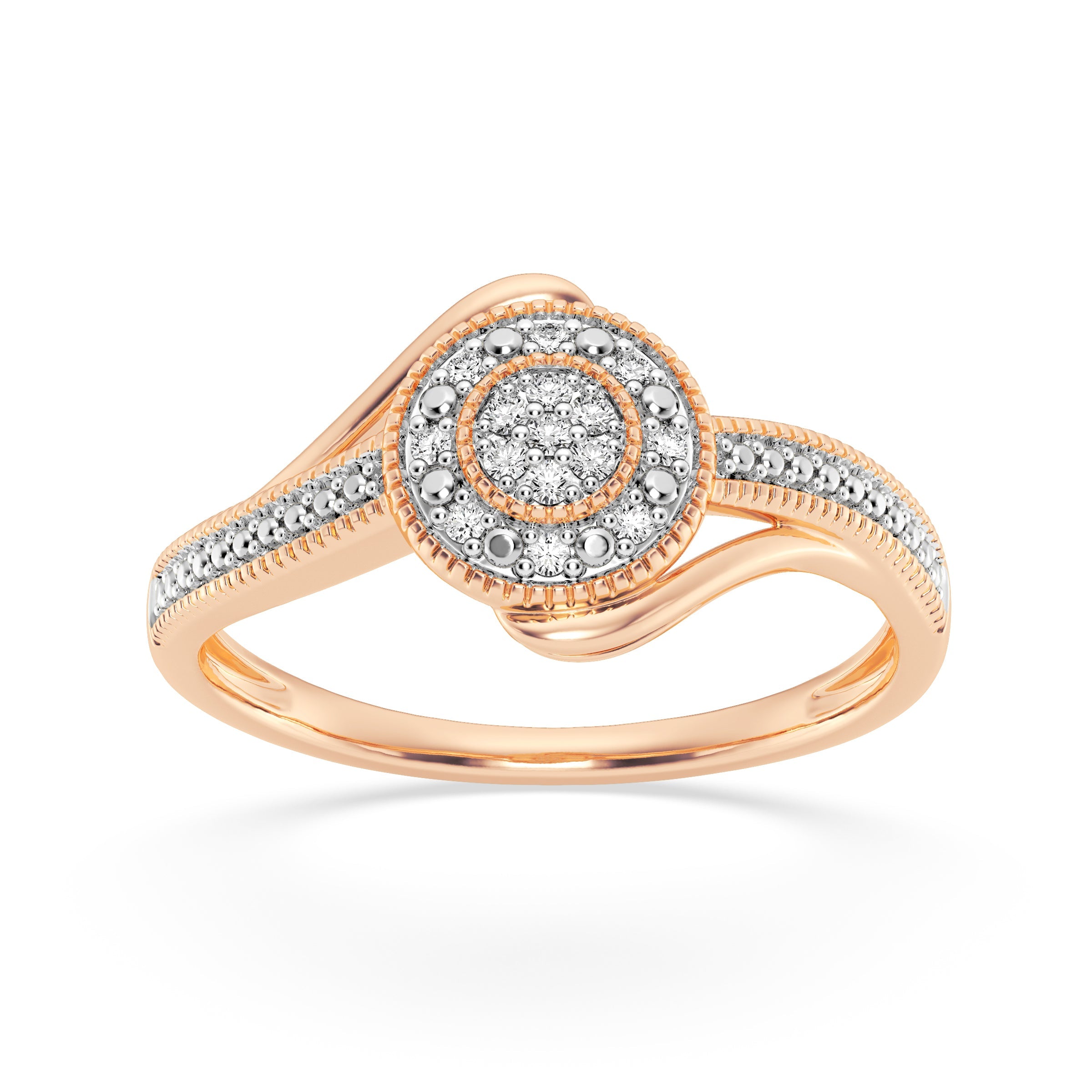 9ct Rose Gold Ladies Diamond Cluster Engagement Ring - 635JWR - RG