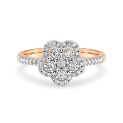 9ct Rose Gold Ladies Diamond Cluster Engagement Ring -  590JWR - RG