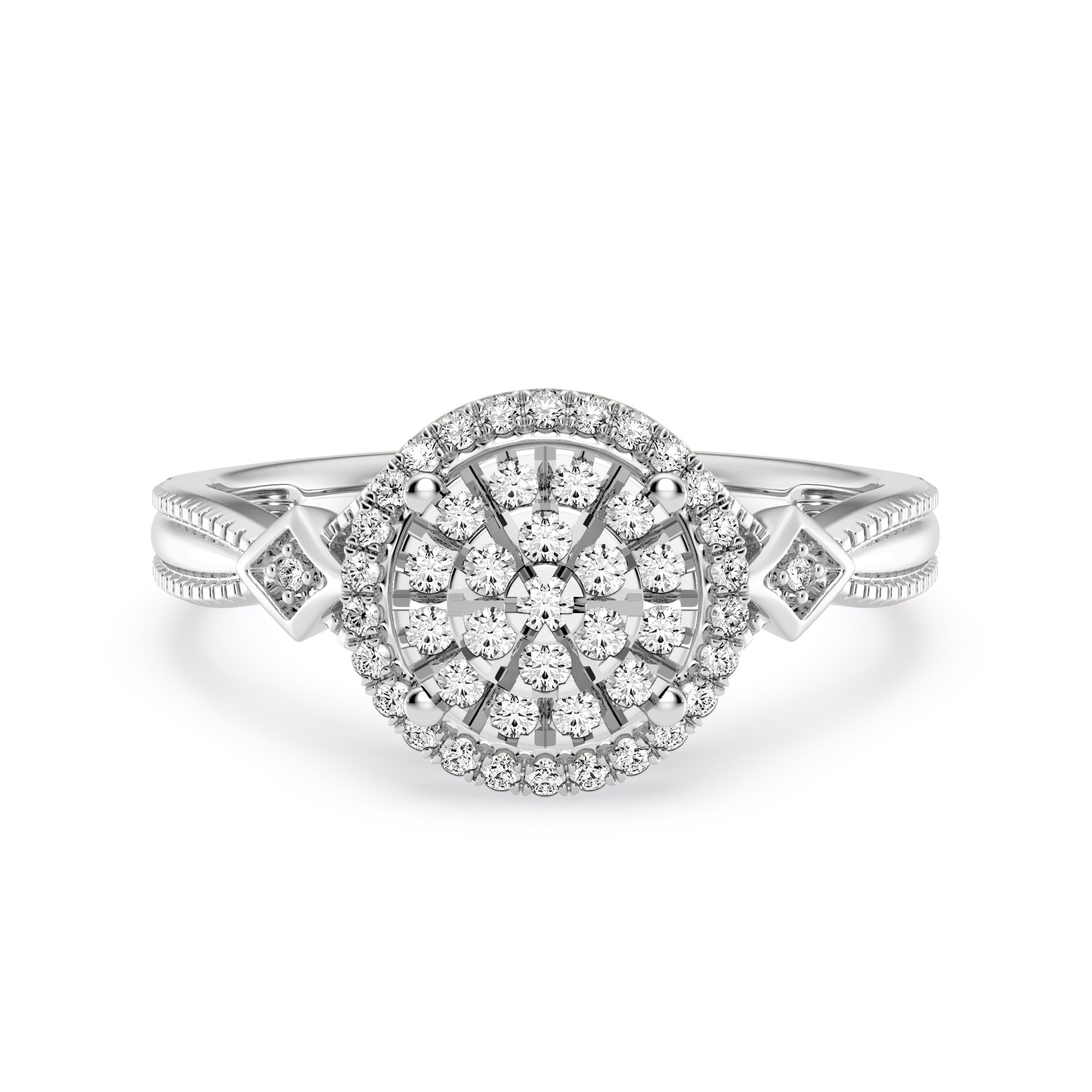 9ct White Gold Ladies Diamond Cluster Engagement Ring - 560JWR - WG The_Diamond_box_South_Africa